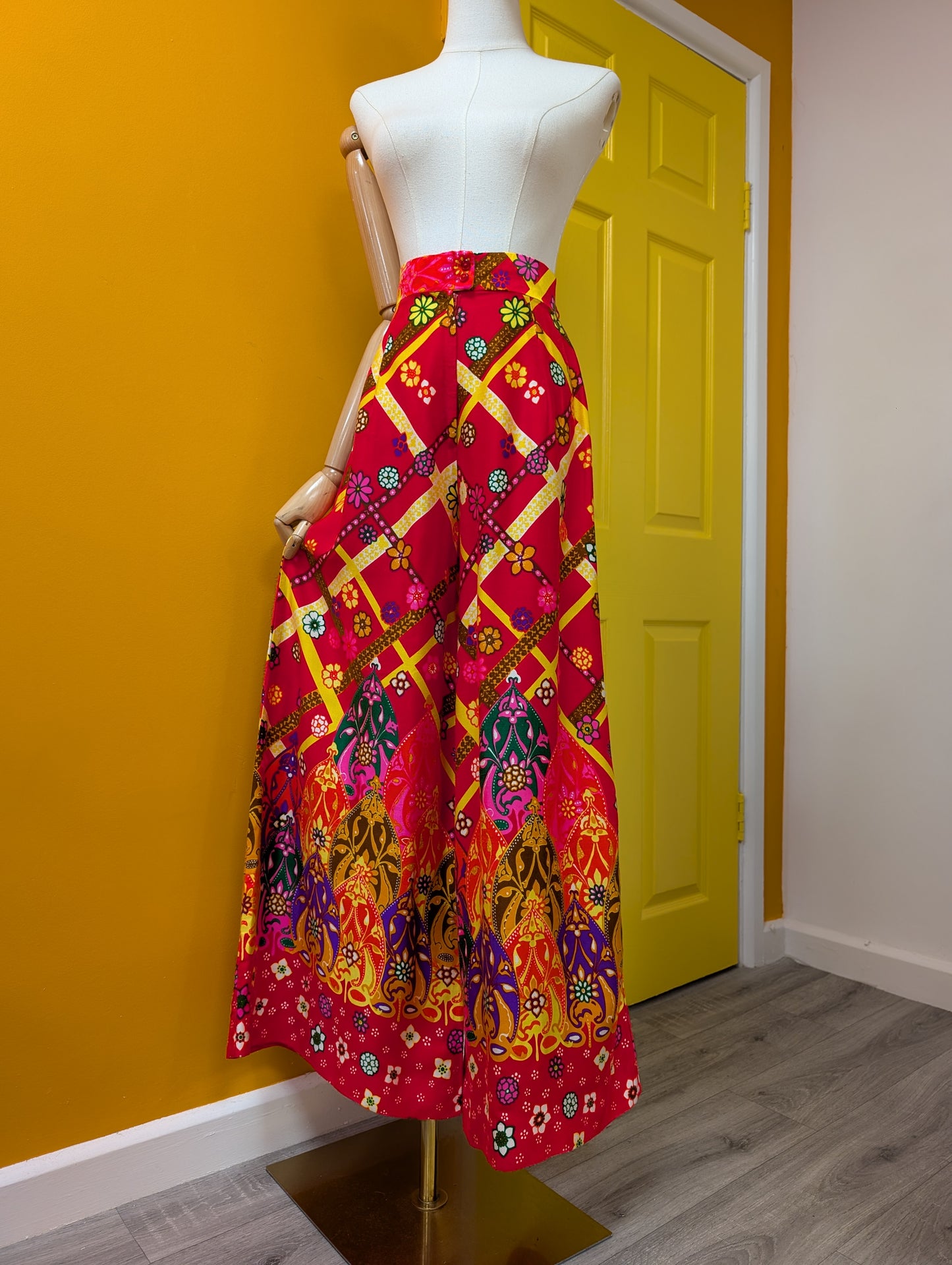 1970s Alex Colman California psychedelic palazzo pants - 26" waist