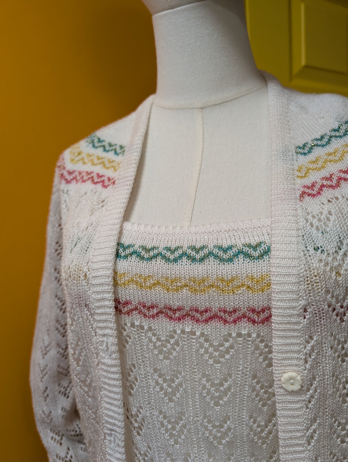 1980s Sunhanit knitted acrylic & lurex 2 piece - XS/S