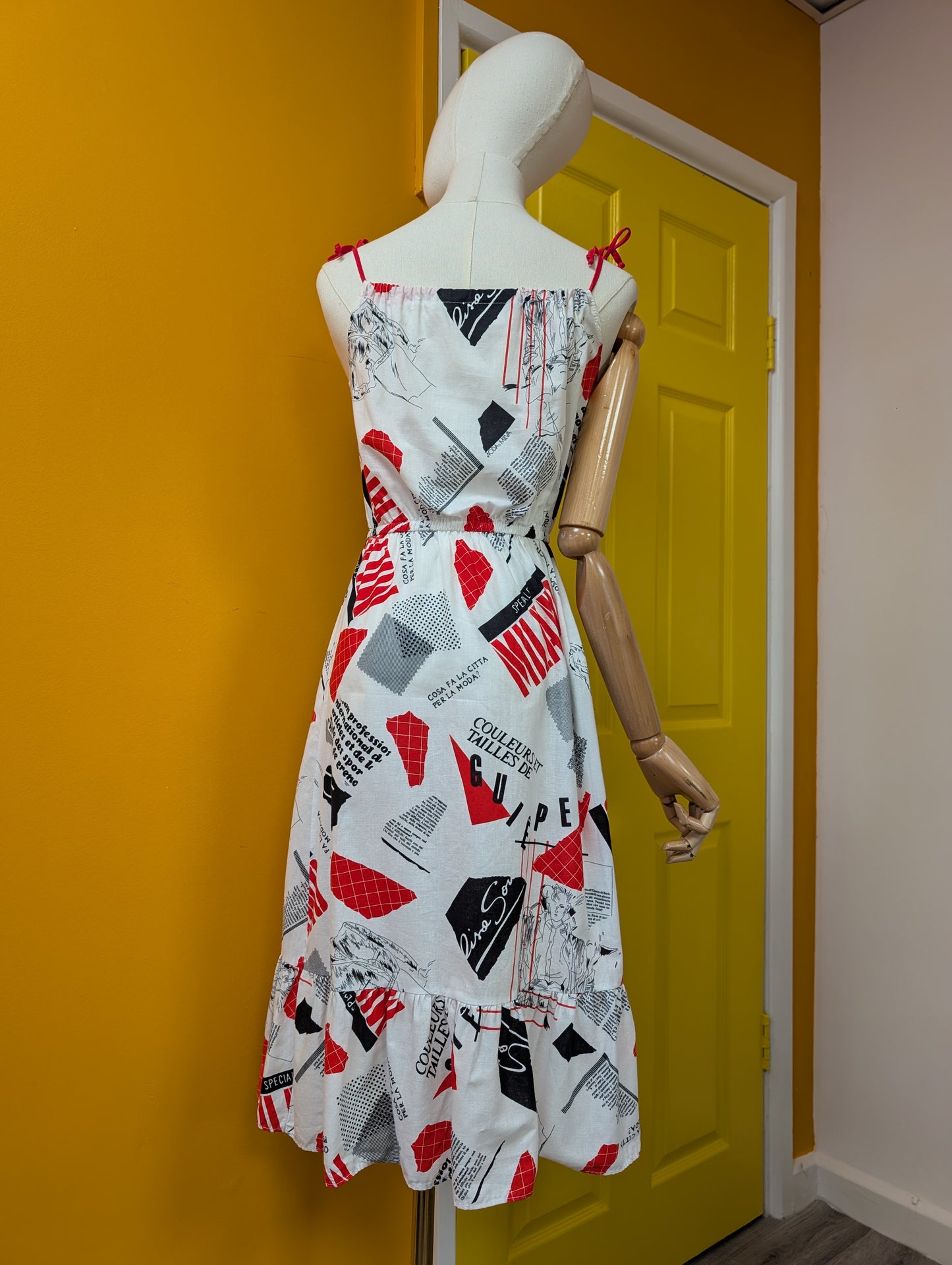 1980s novelty print cotton dress - XS/S