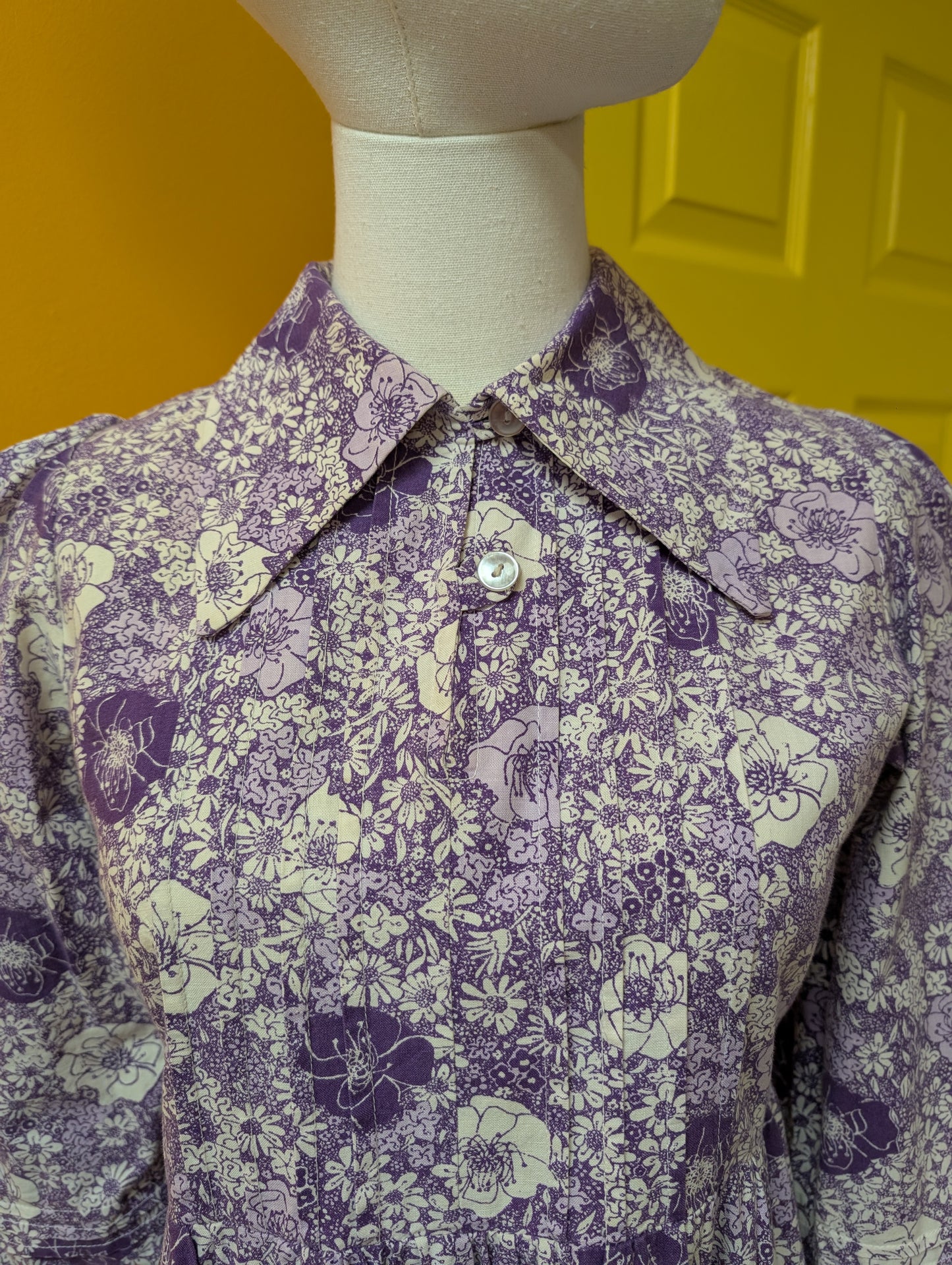 1970s made in Wales Laura Ashley purple floral dress - S/10