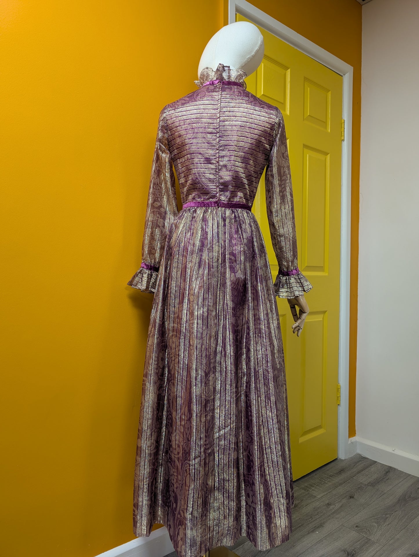 60s/70s Peterson Maid sparkly purple & gold dress - XS/S/6/8