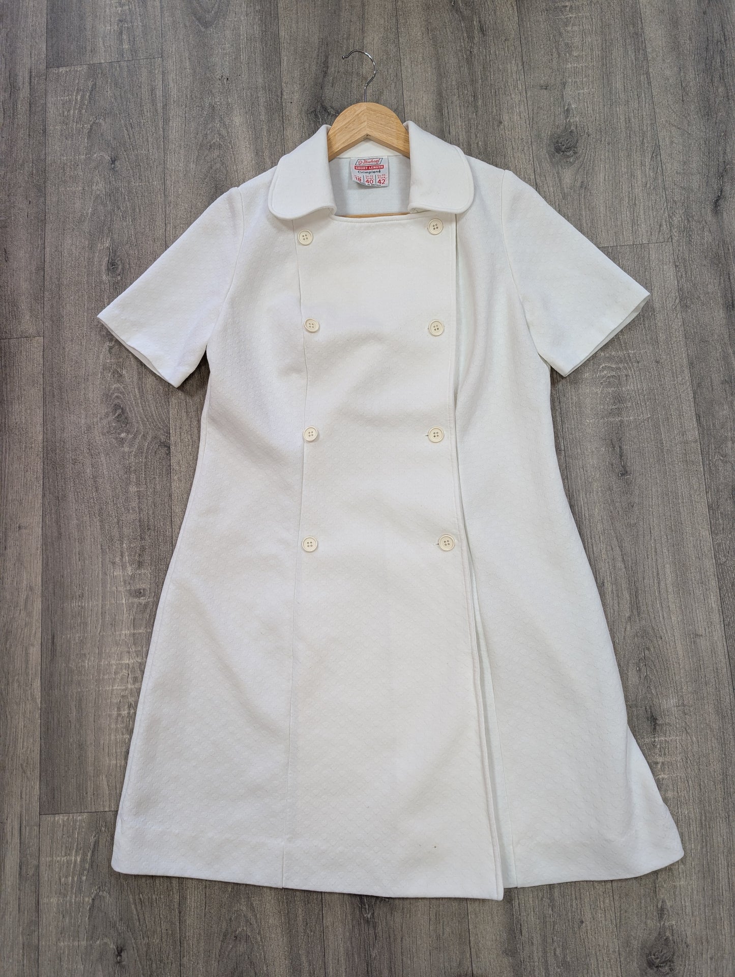 1960s St Michael white crimplene dress - M/L/14/16