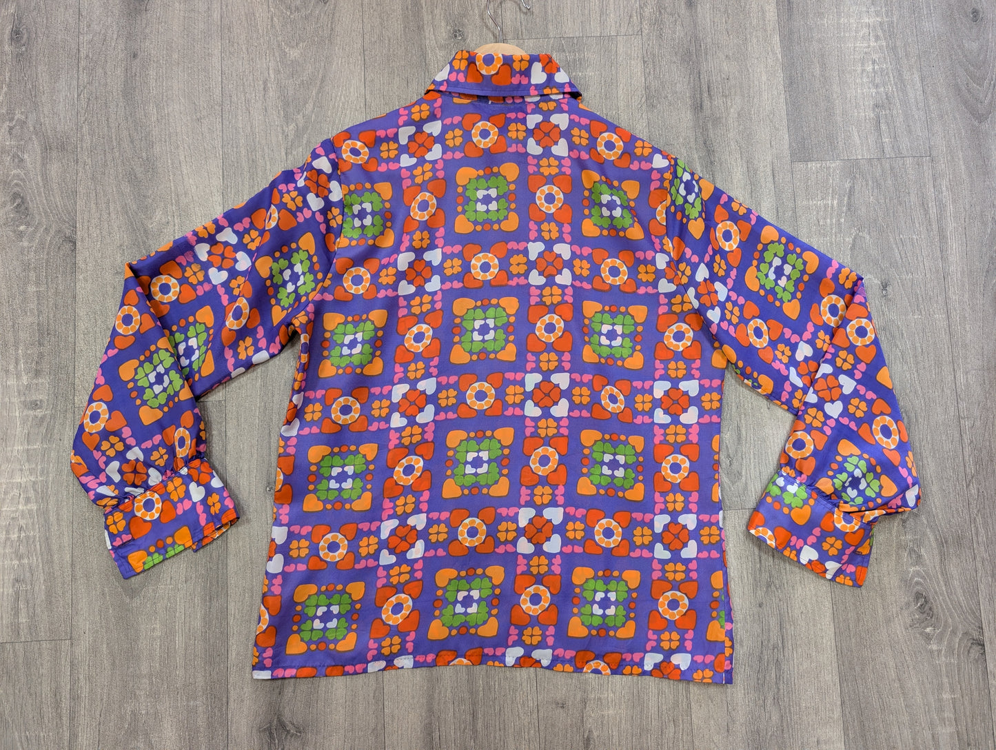 1970s Take #1 psychedelic dagger collar shirt - M
