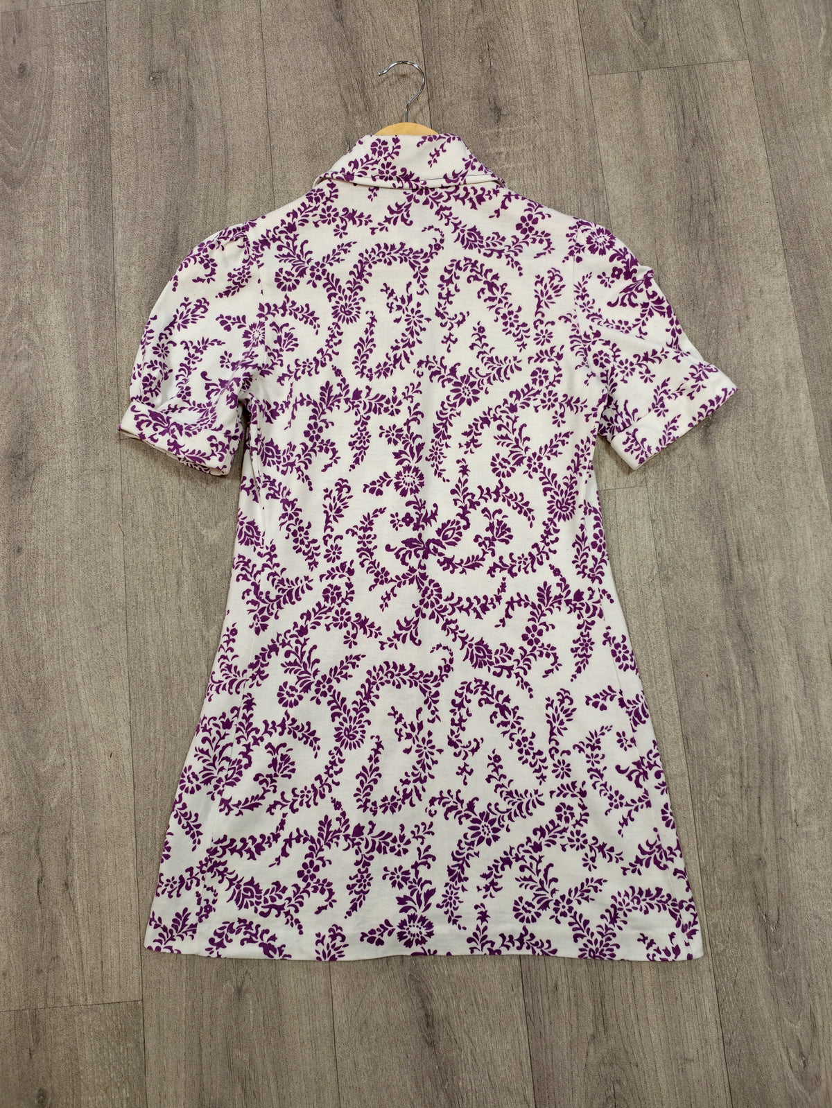 1970s St Michael purple & white beagle collar mini dress - XS/6
