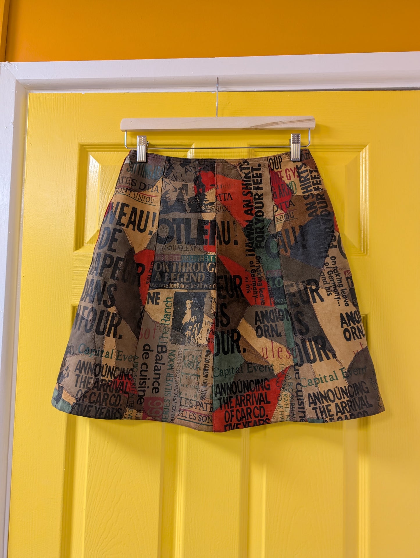 90s/Y2K Winch patchwork suede skirt - 26" waist
