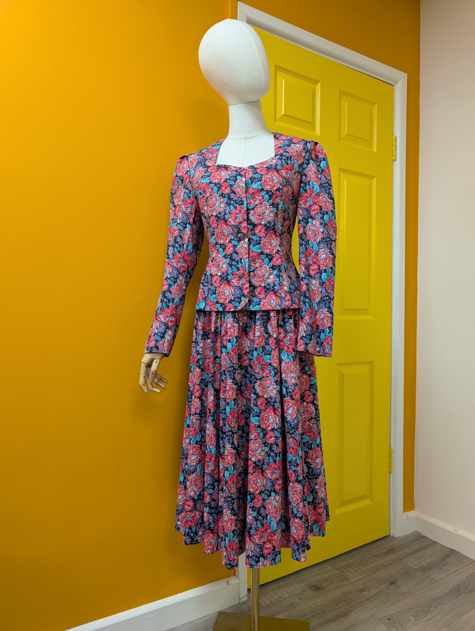 1980s Laura Ashley bow back dress and jacket - S/10 Velvet Sunflower 1980s Laura Ashley bow back dress and jacket - S/10 Velvet Sunflower