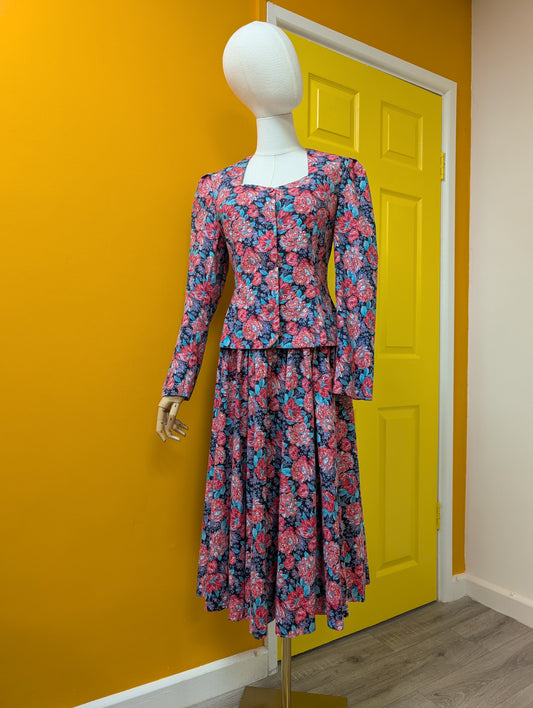 1980s Laura Ashley bow back dress and jacket - S/10
