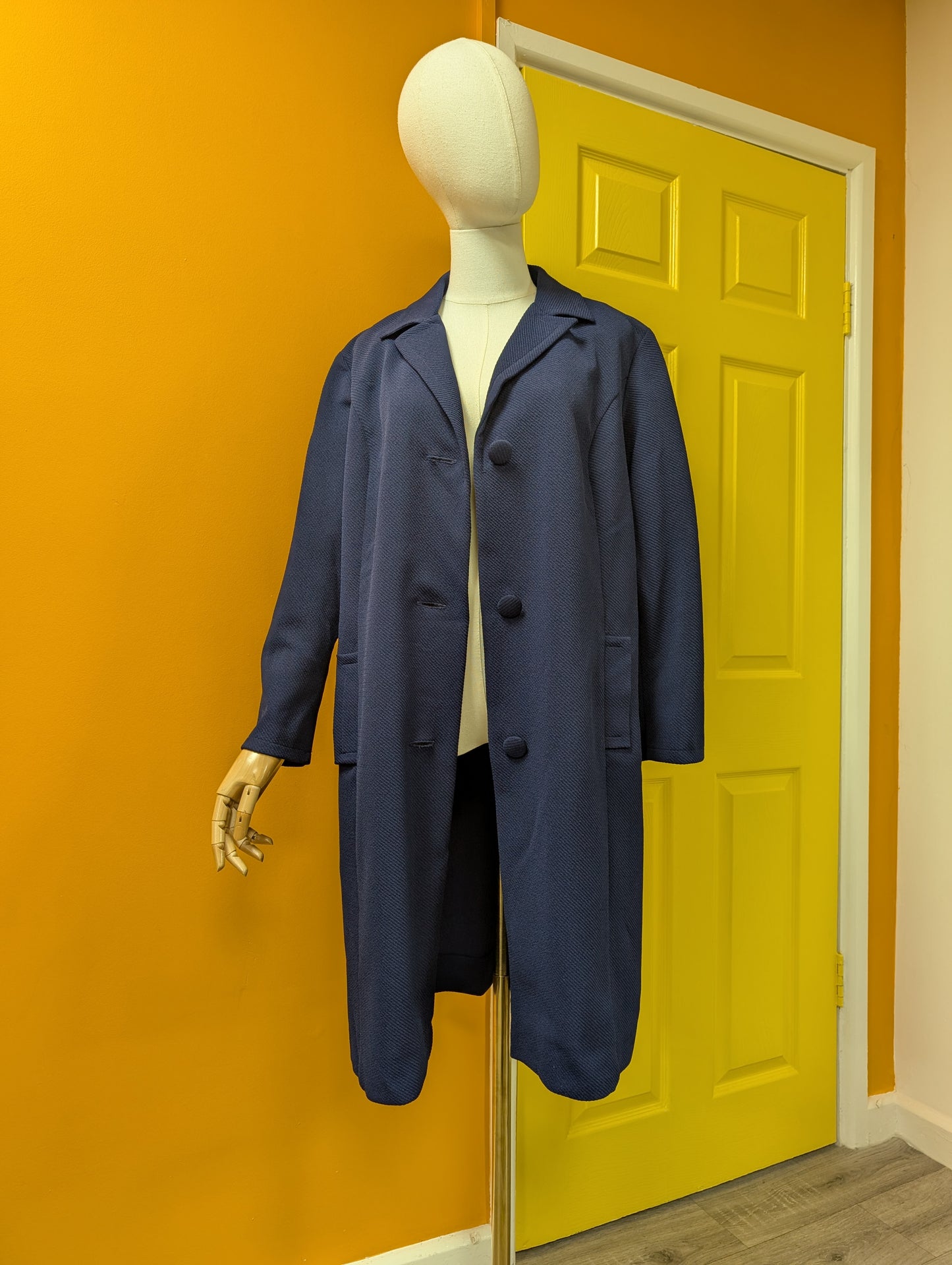 1960s Richard Stump blue crimplene coat - M/L