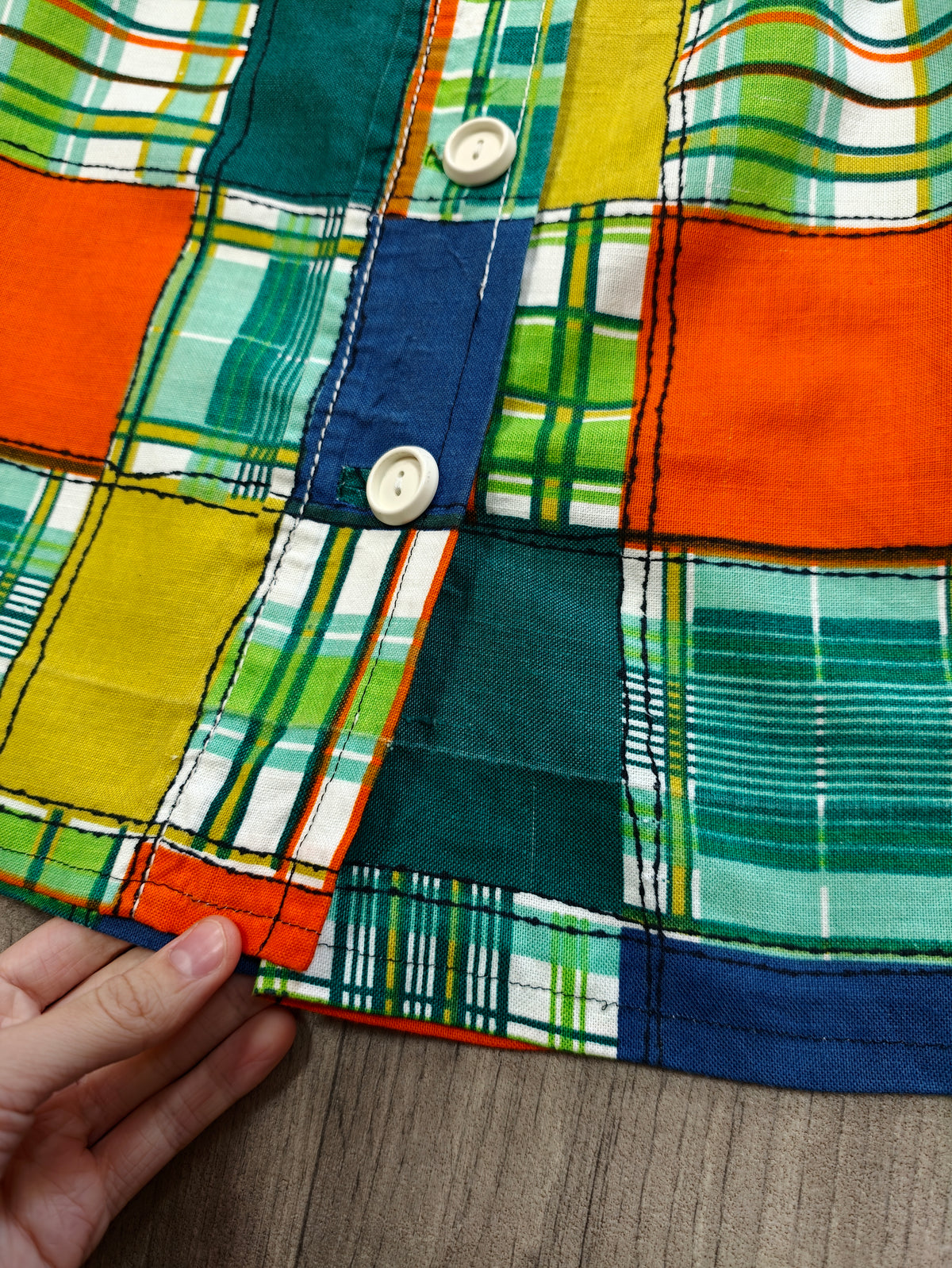 60s/70s patchwork print mini skirt - 24" waist