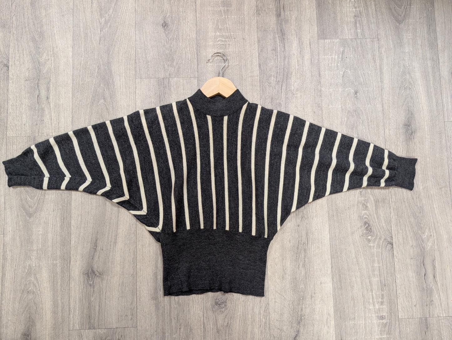 John Laing pure new wool striped batwing jumper - XS