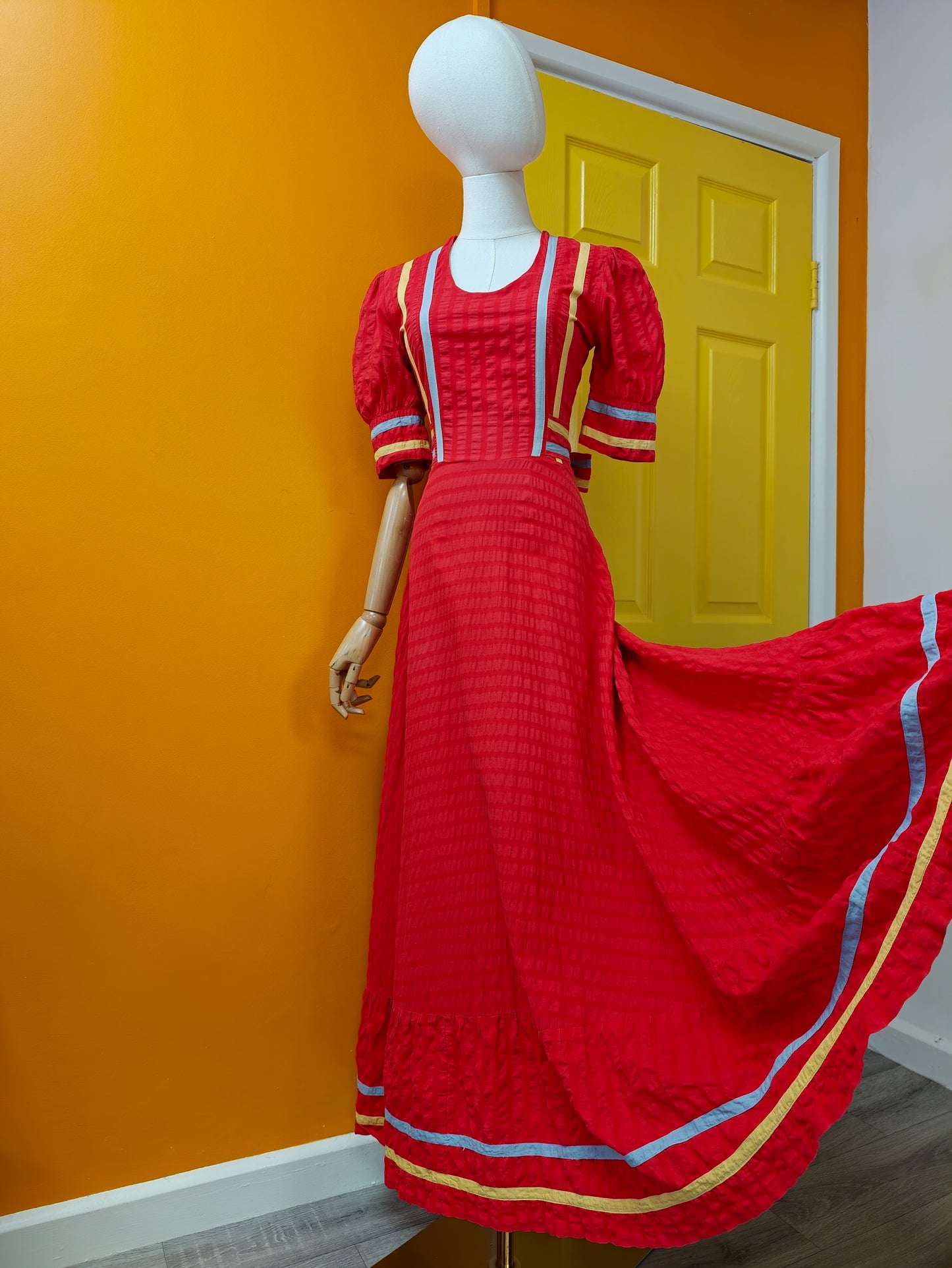 1970s Miss Mouse red cotton maxi dress - XS/6