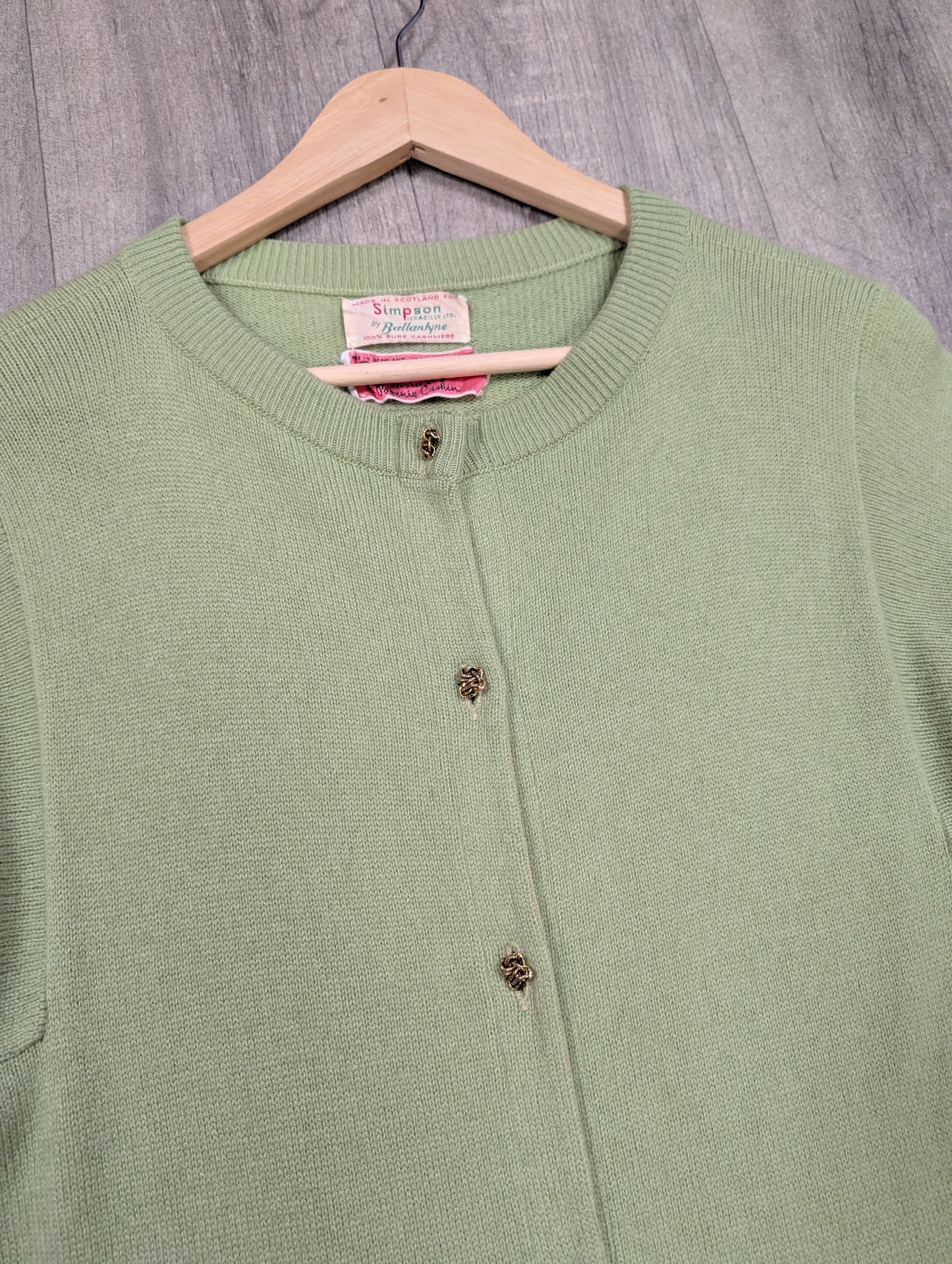 Gorgeous 1960s Bonnie Cashin Ballantyne cashmere long green cardigan