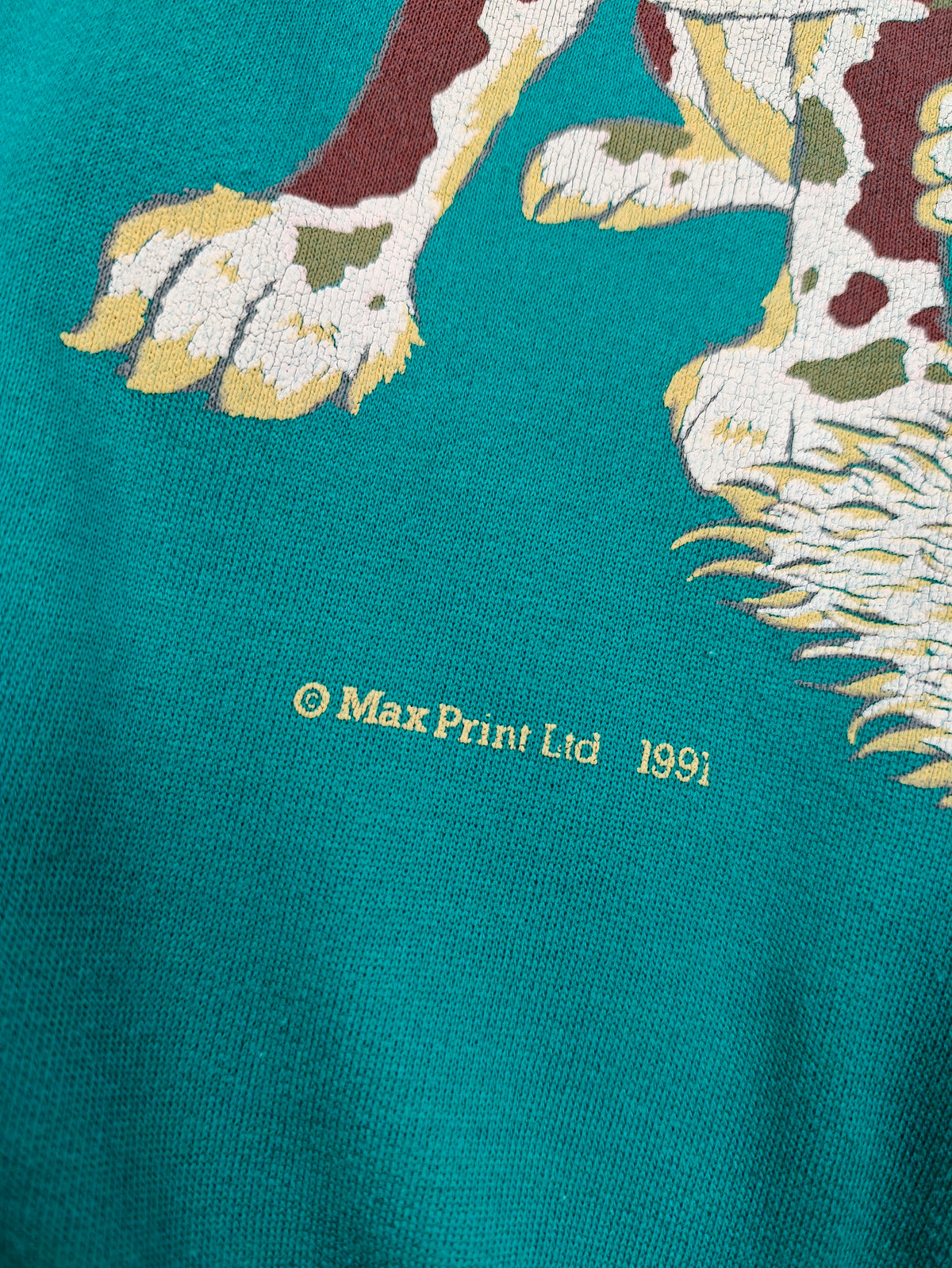 1990s 1991 cat and dog sweatshirt