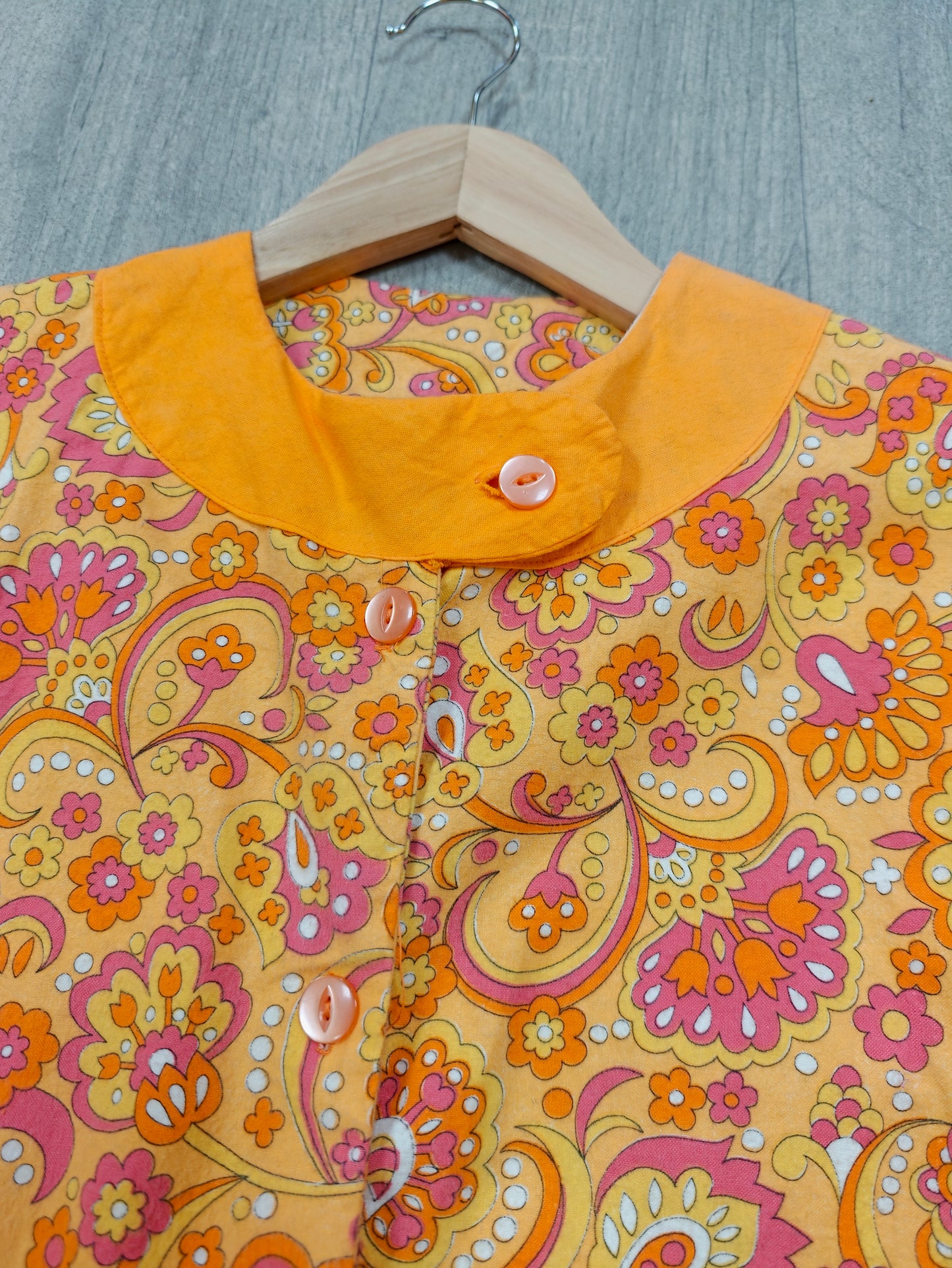 1960s psychedelic orange brushed cotton pyjamas - S