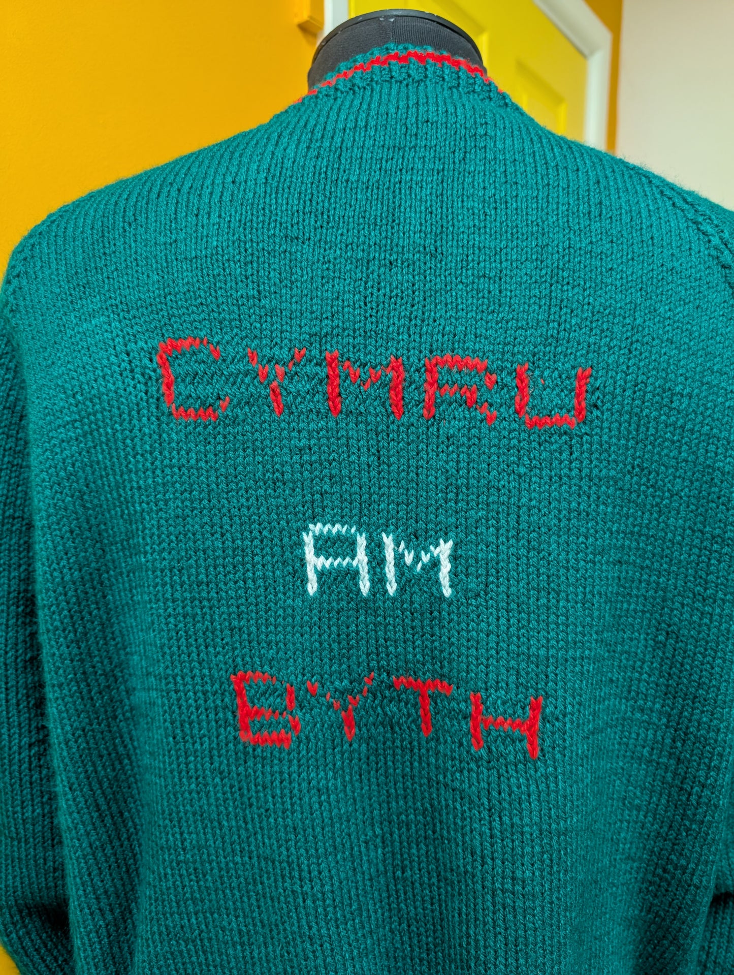 Hand knitted Wales Cymru Am Byth jumper