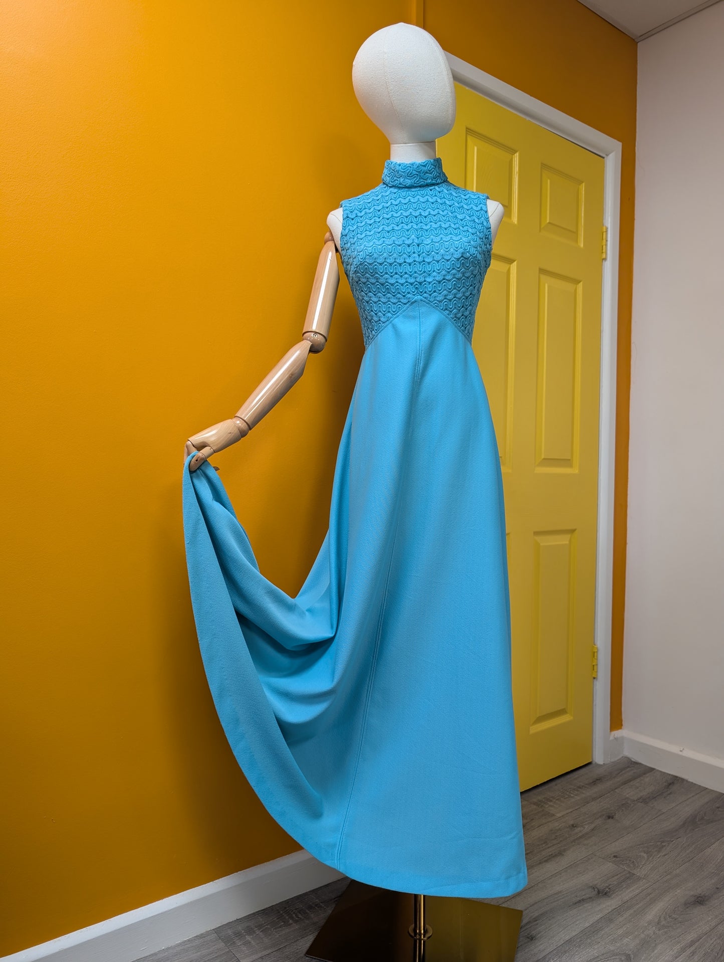 1970s turquoise maxi dress - XS/S/6/8