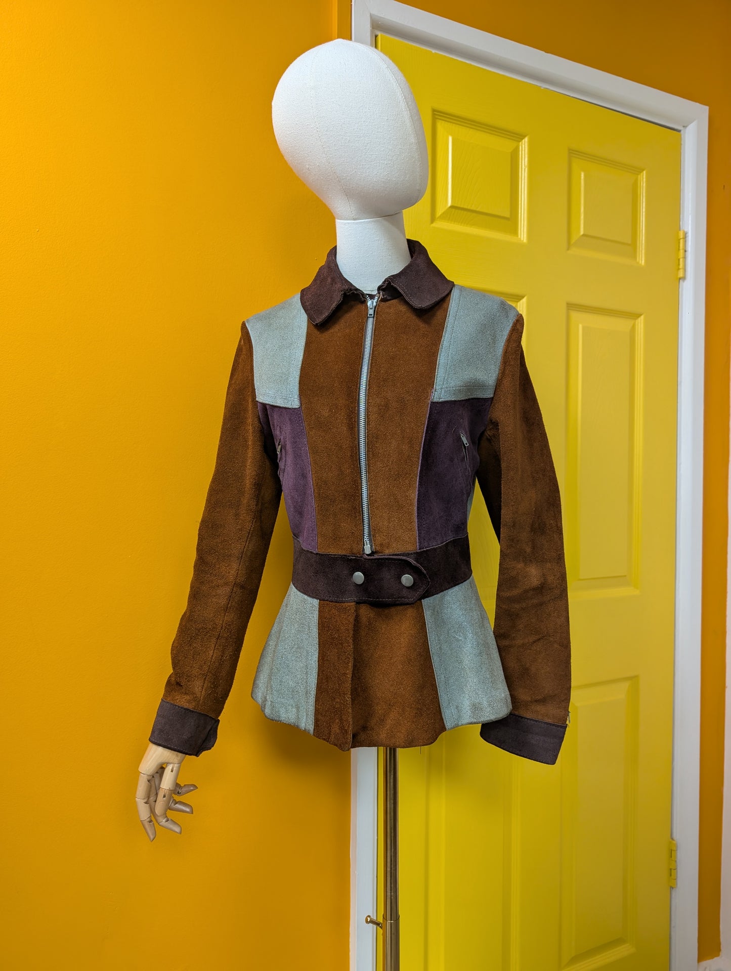Epic 1970s colour block suede jacket - S/8