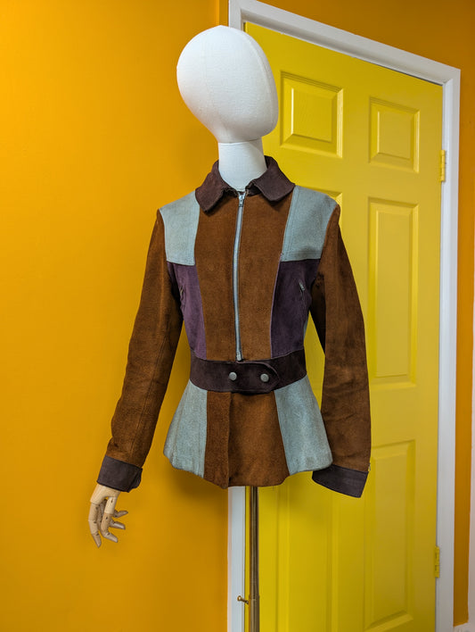 Epic 1970s colour block suede jacket - S/8