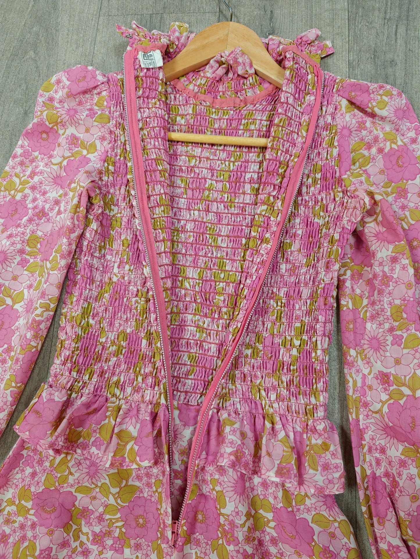 60s/70s pink floral maxi dress - XS/6