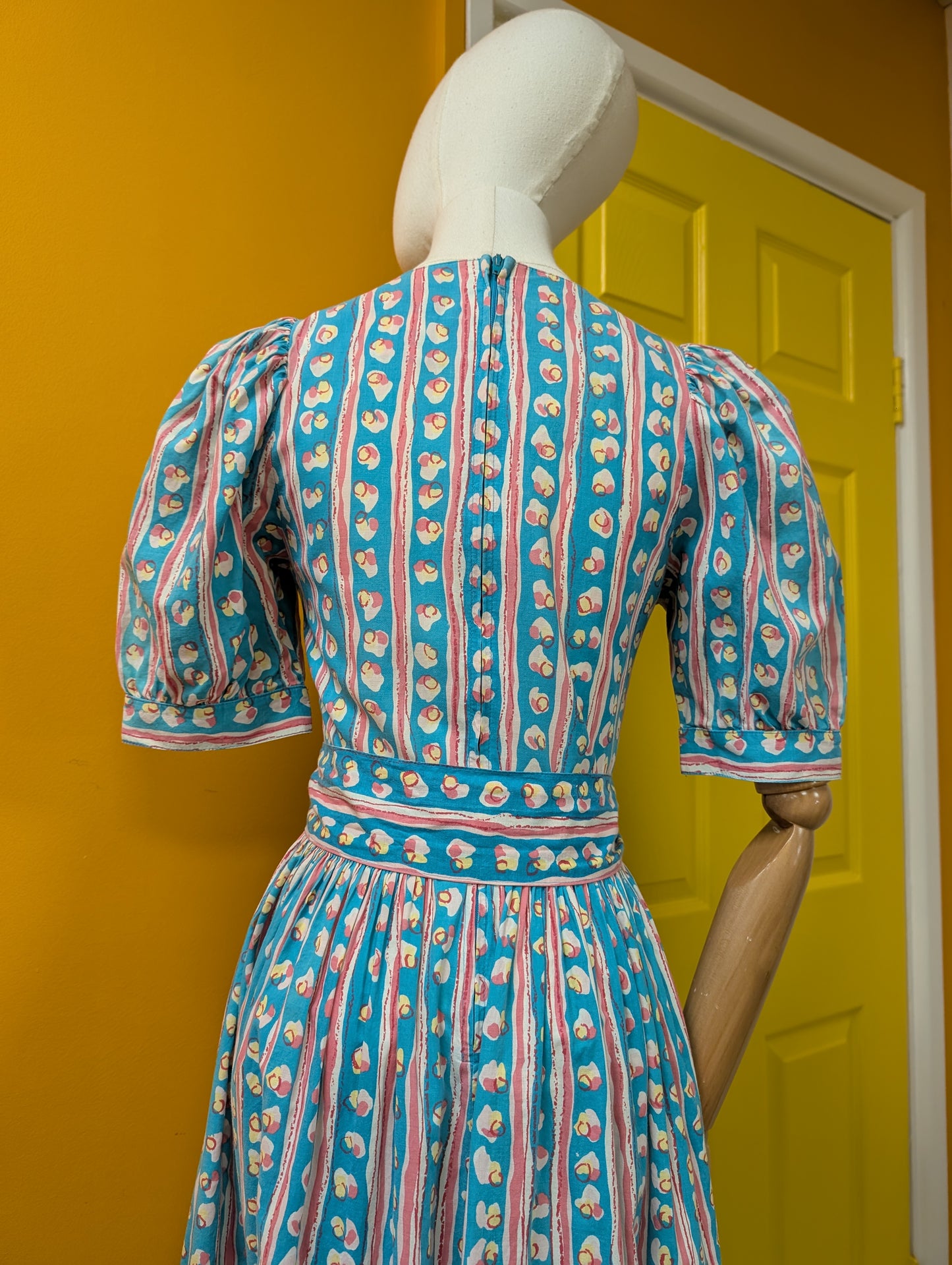 1980s Laura Ashley cotton dress & belt - S/8