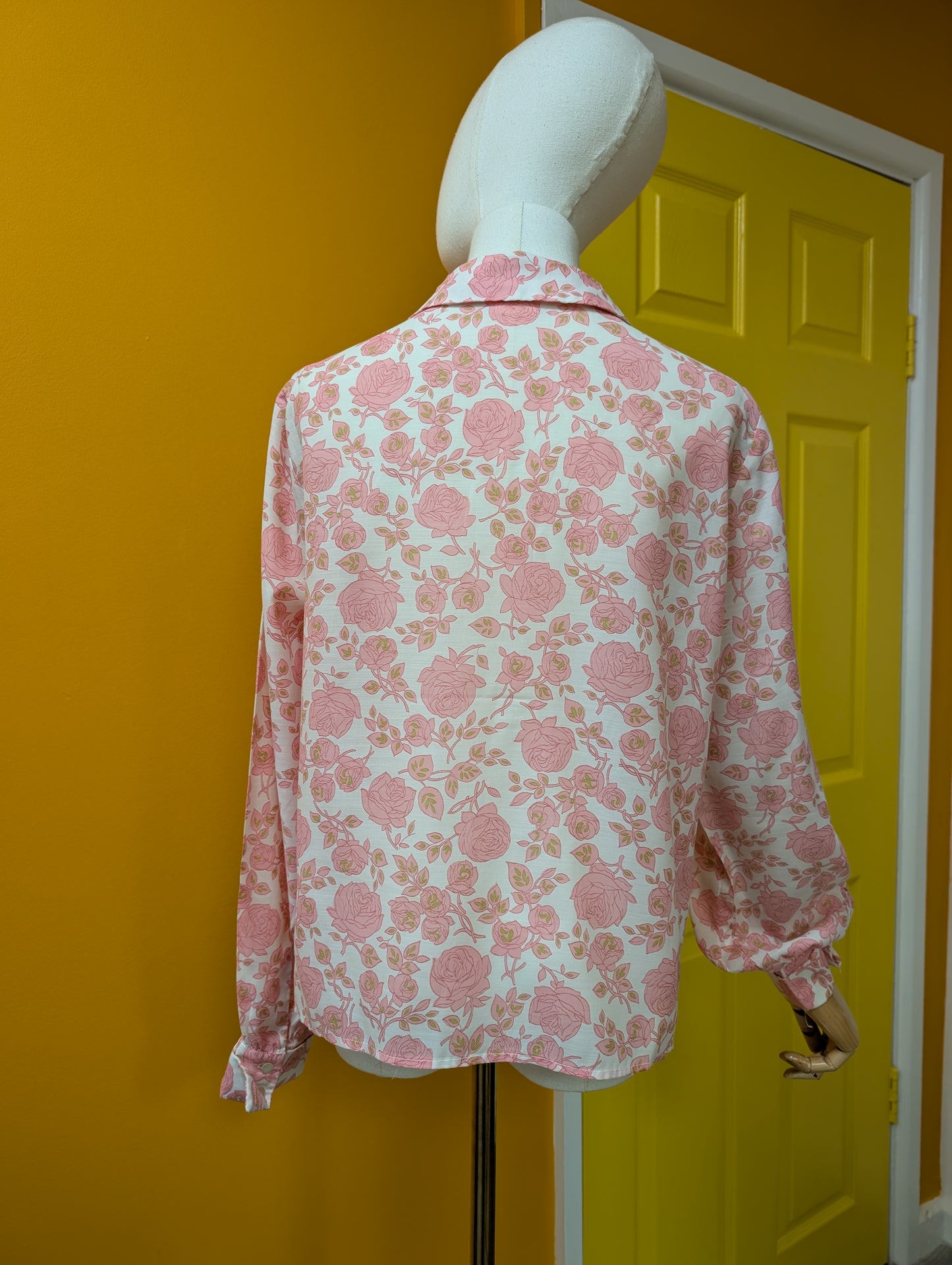 1960s St Michael pink floral blouse - M