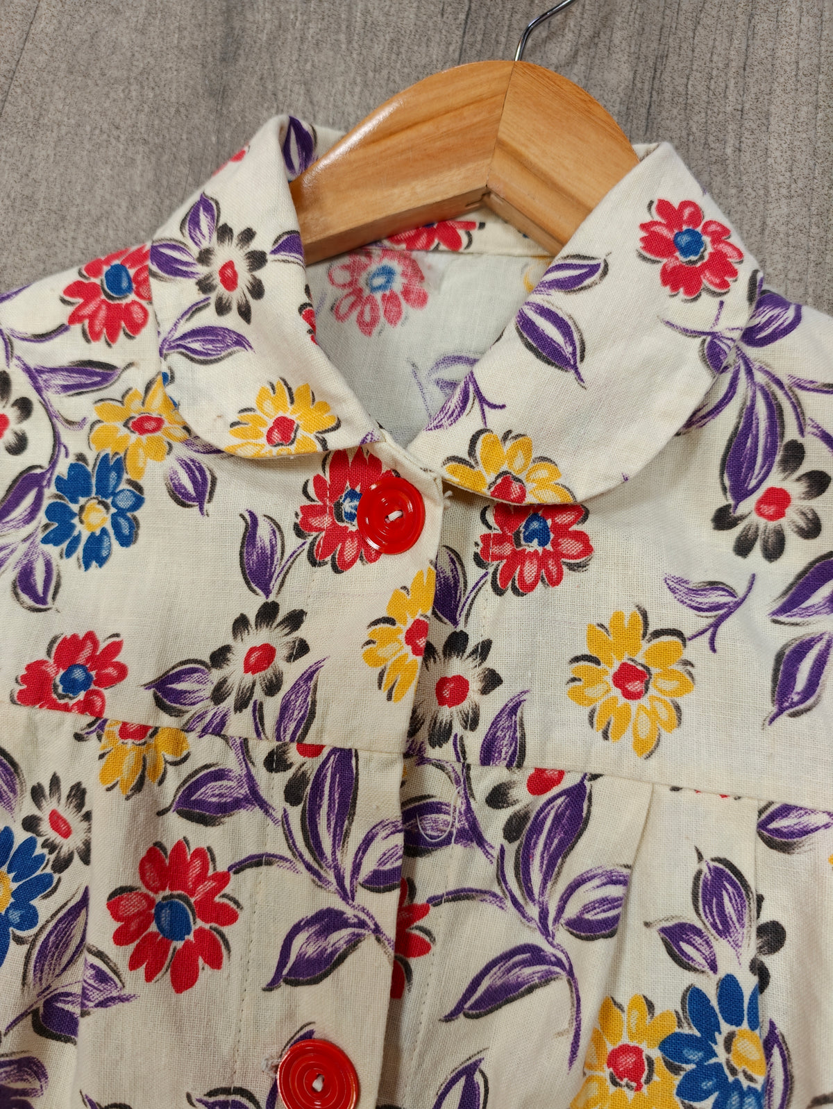 1940s floral cotton chore smock/housecoat