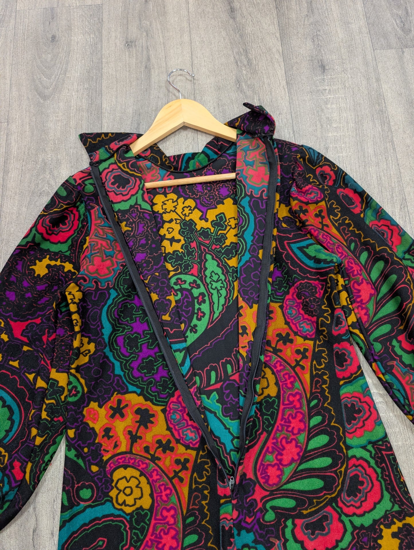1970s psychedelic paisley maxi dress - M/12