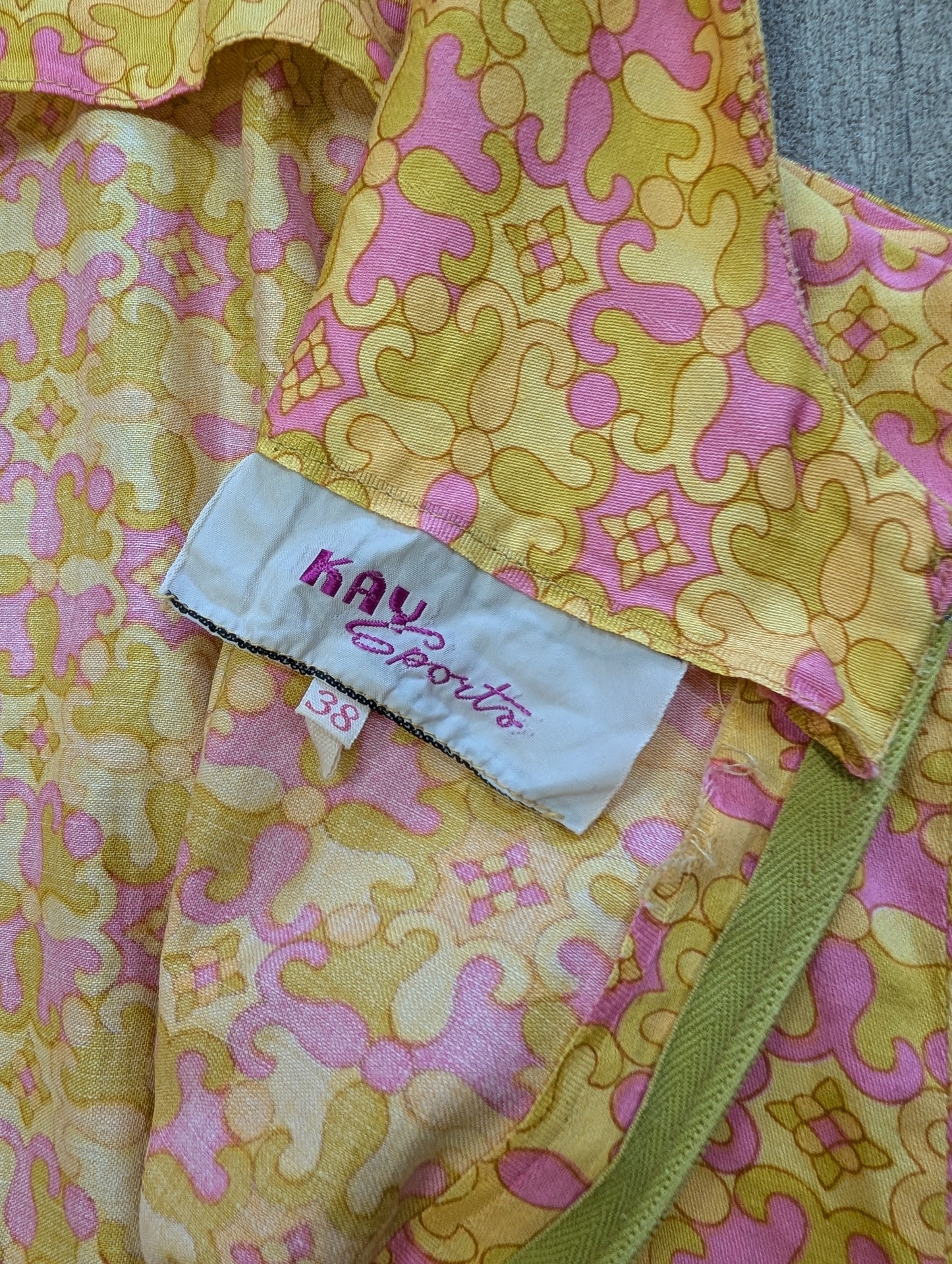 1960s Kay Sports psychedelic cotton mini dress - S/8/10