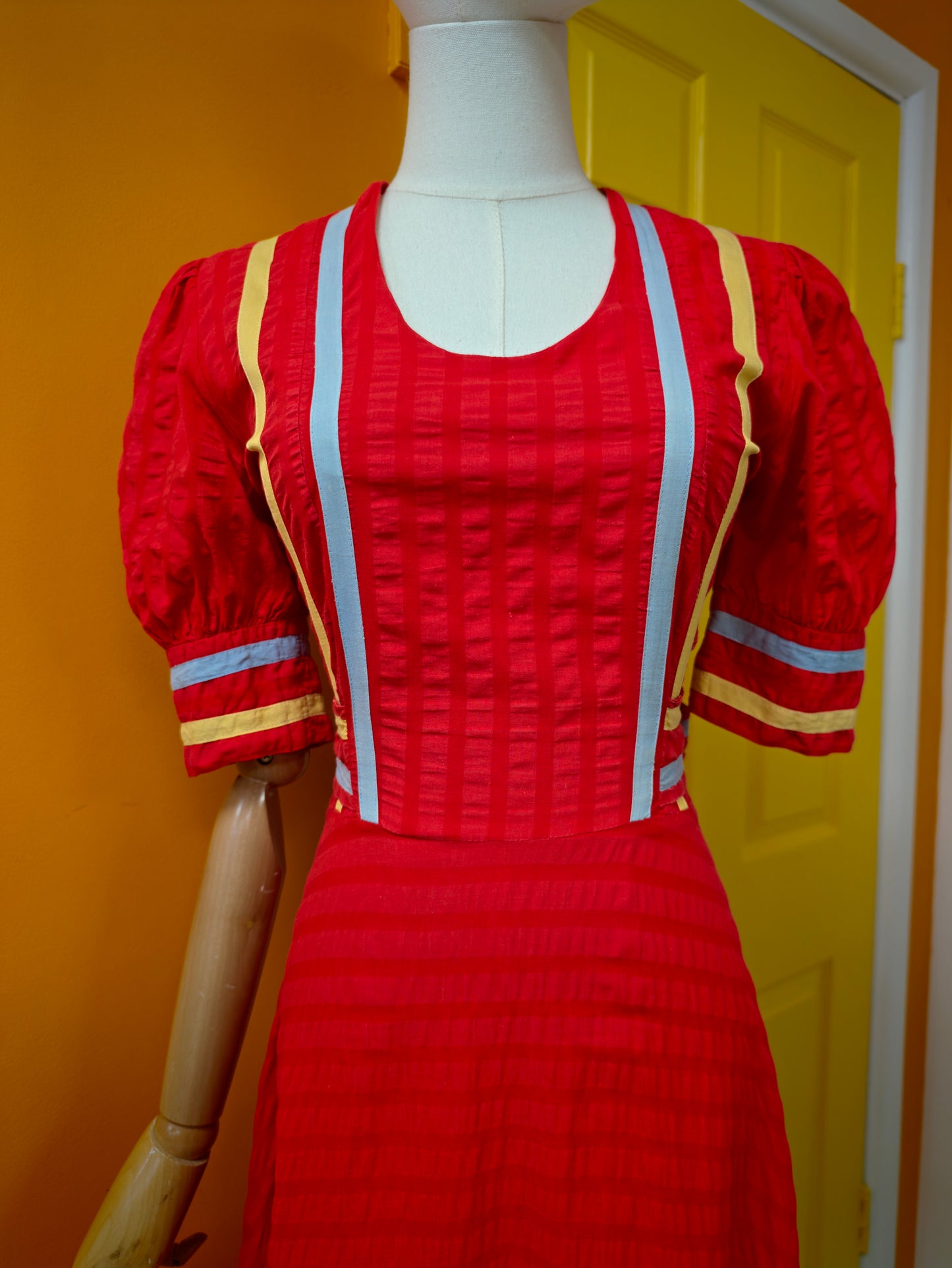 1970s Miss Mouse red cotton maxi dress - XS/6
