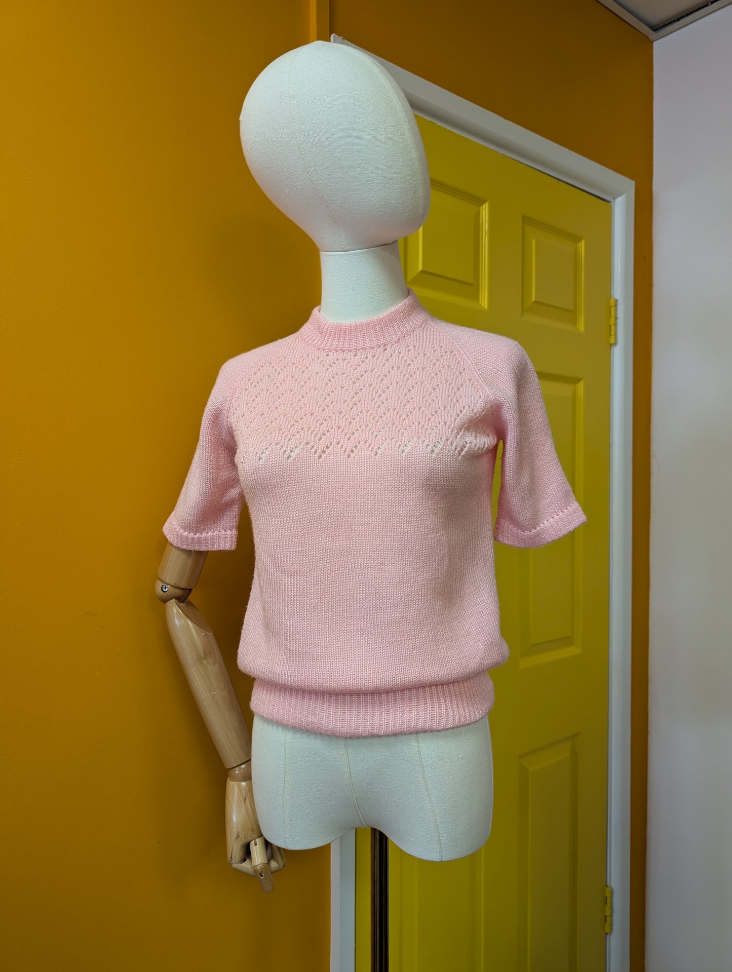 Hand knitted pink jumper - XS/S