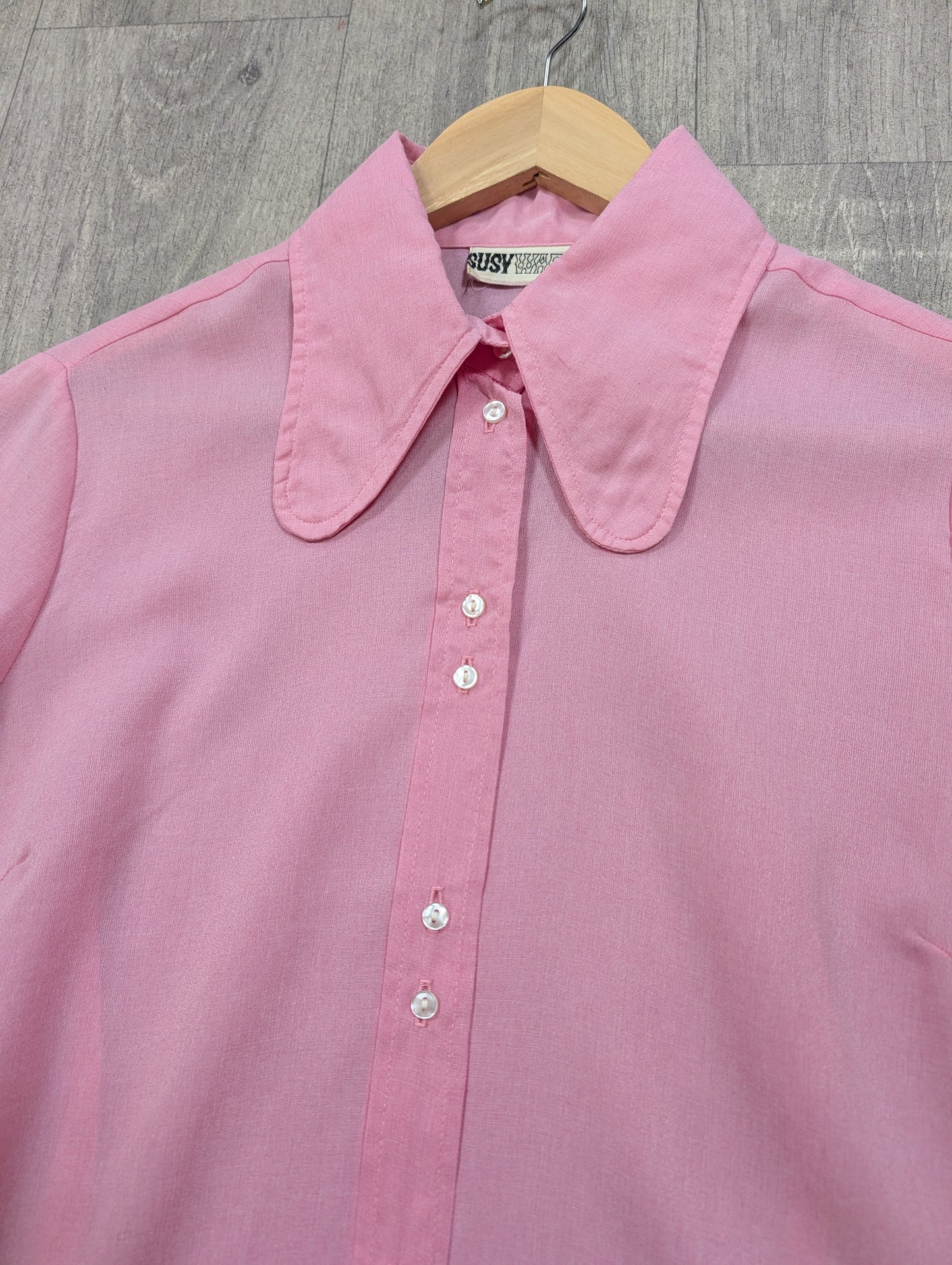 1970s Susy Ware pink shirt - M