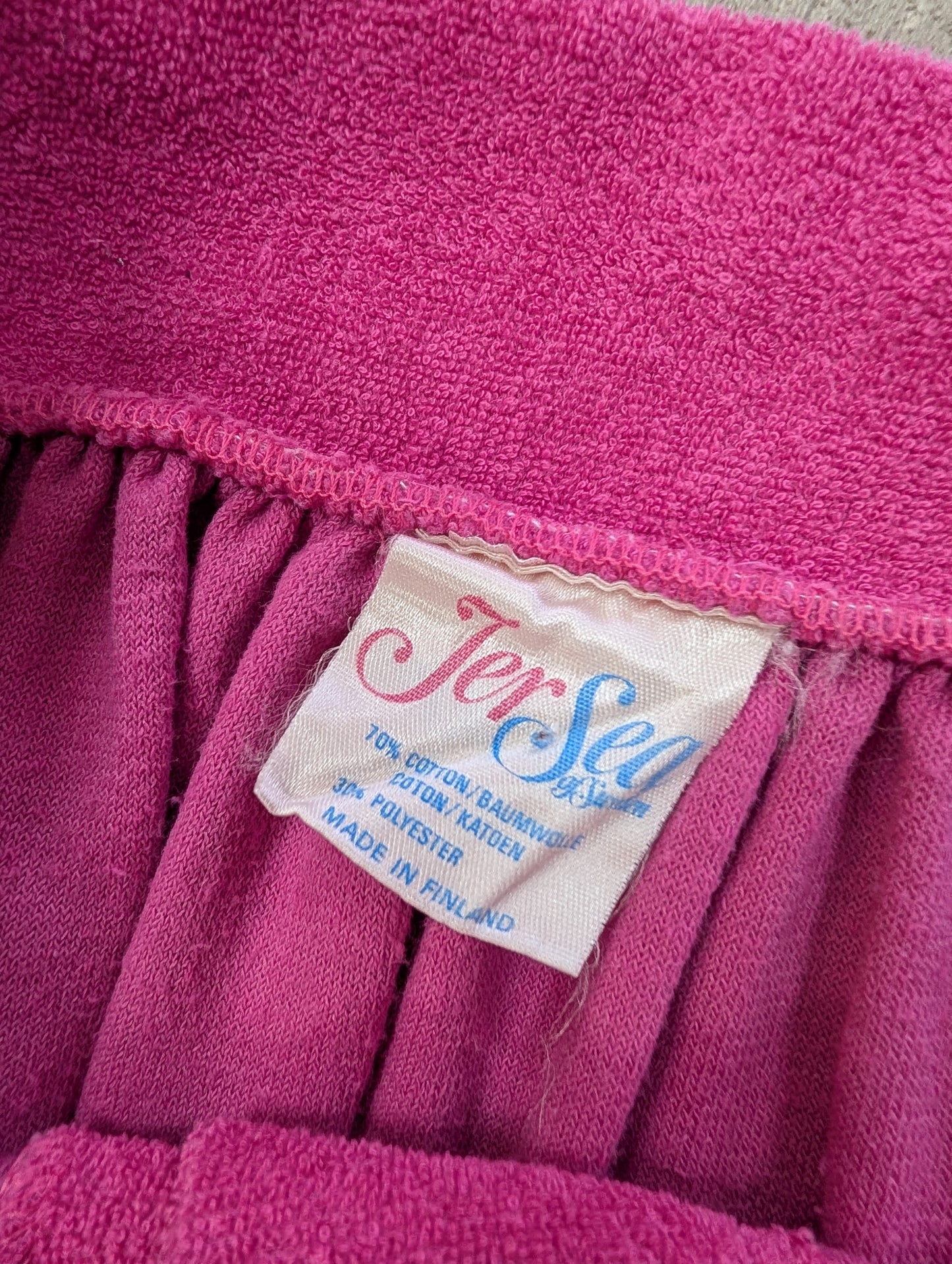 70s/80s Jersea of Sweden pink towelling skirt - 27" waist