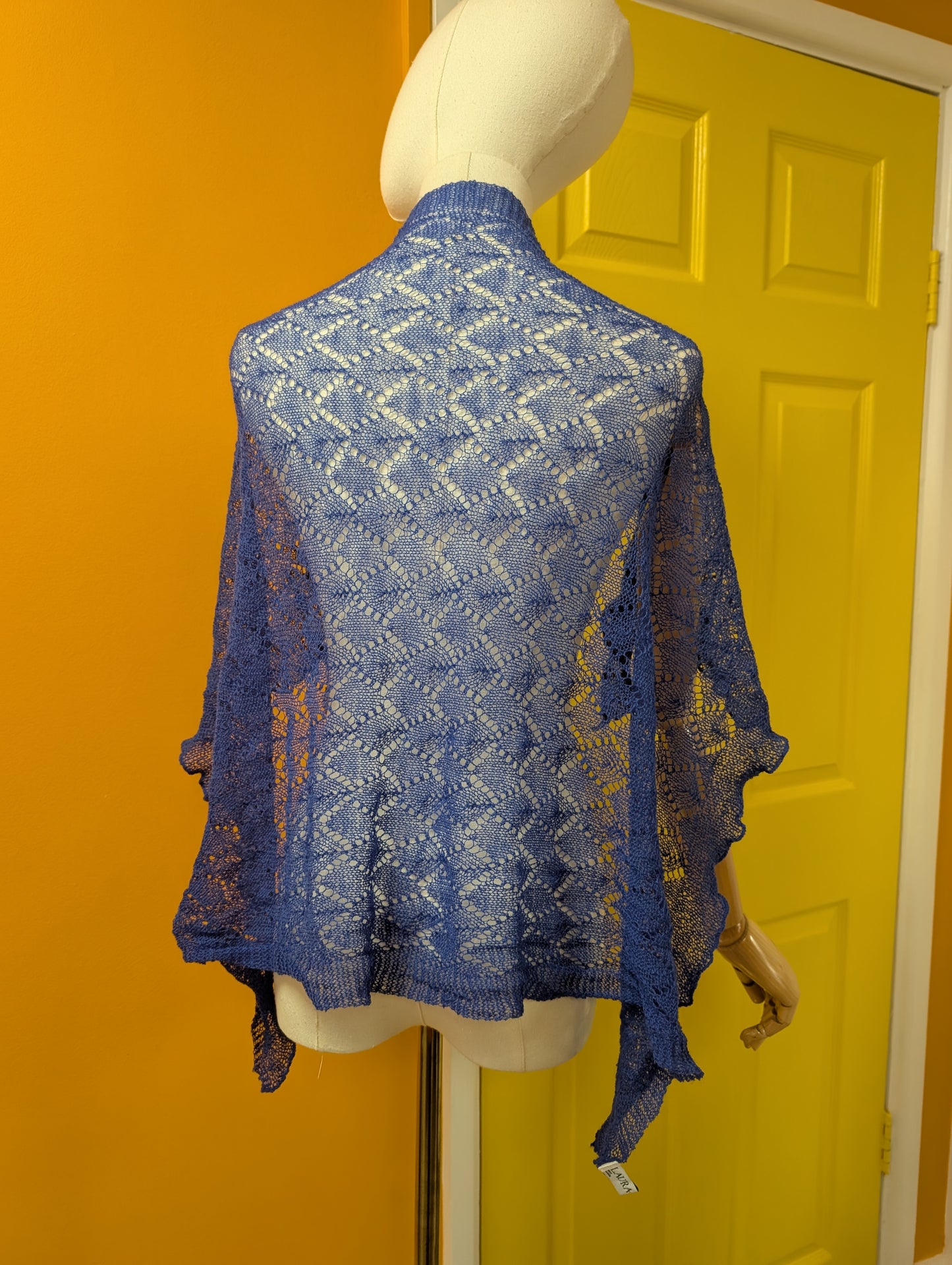 80s/90s Laura Ashley blue wool shawl/scarf