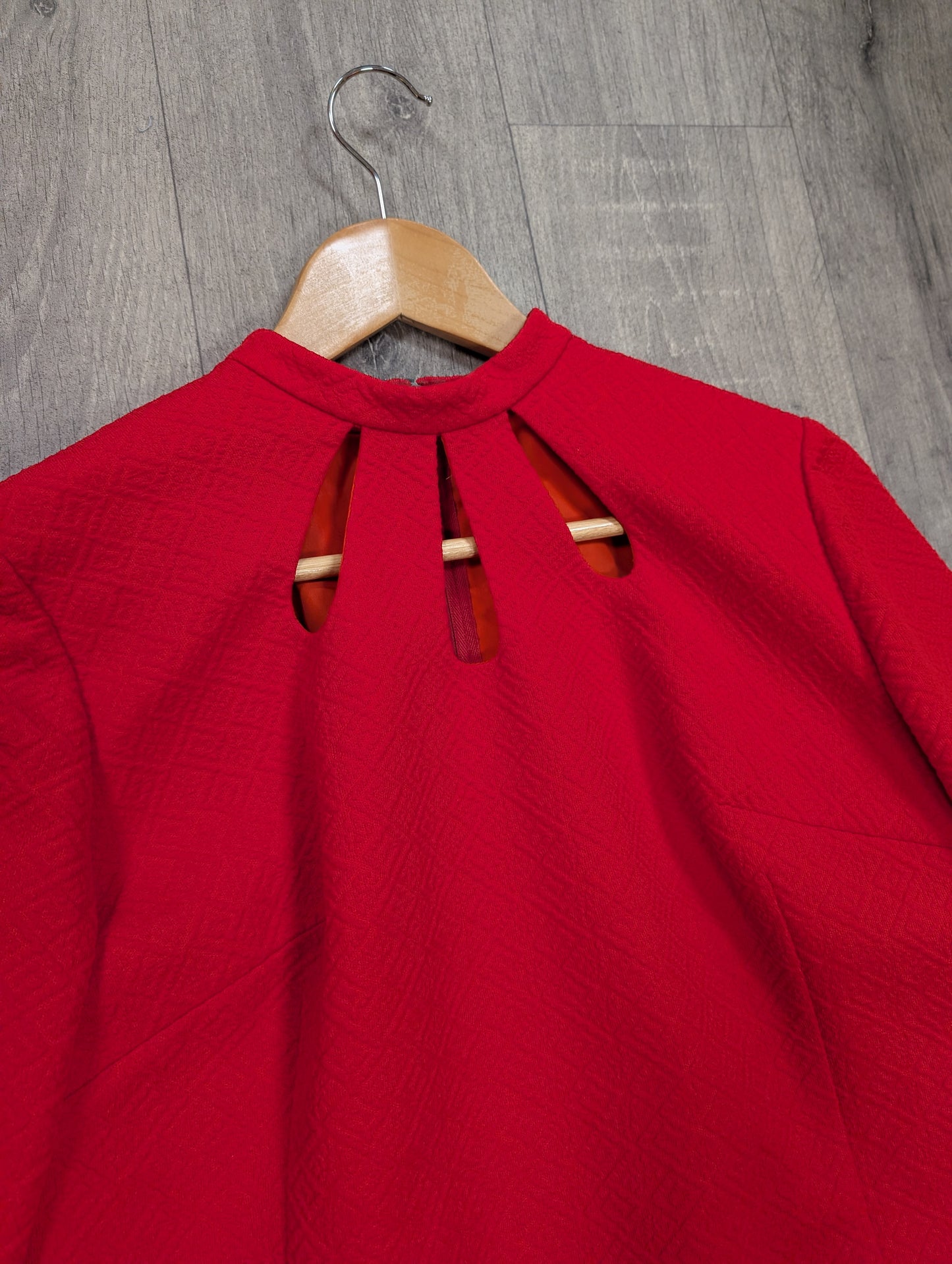 Red crimplene dress - L/16