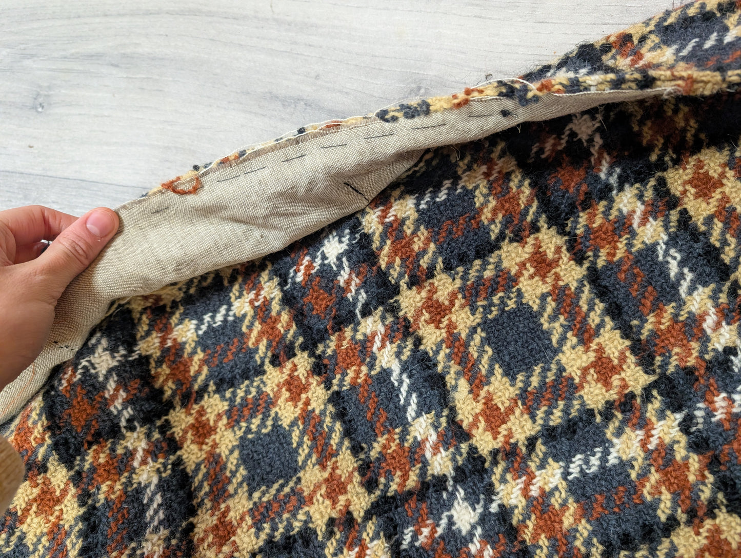 1970s check wool coat - S