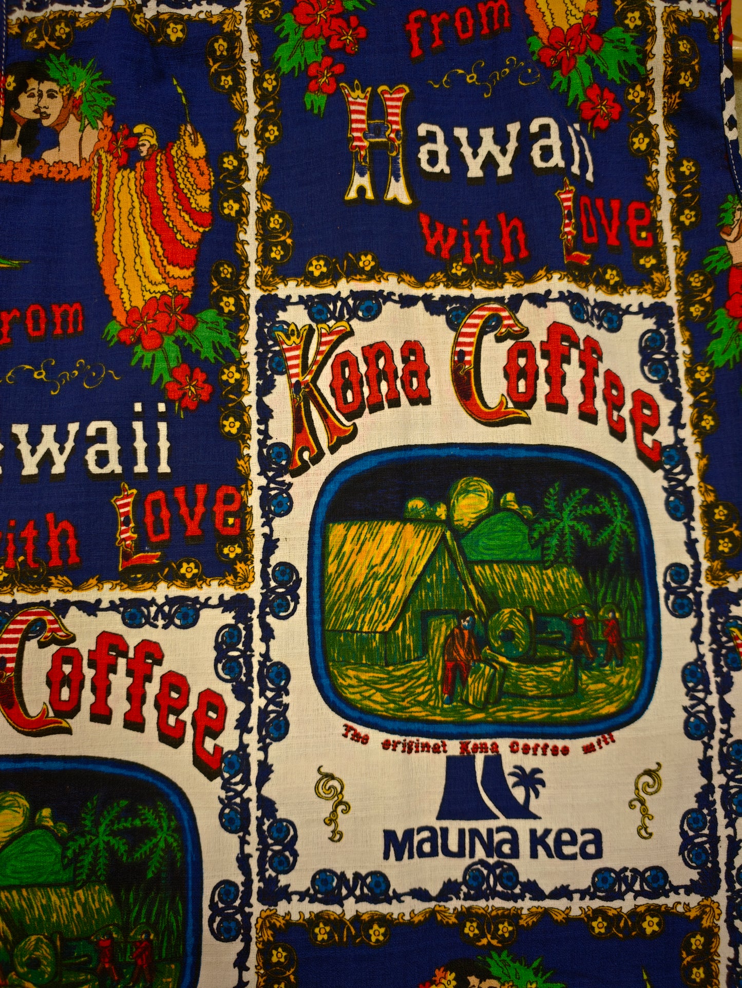 1970s Hawaiian 'Kona Coffee' novelty print top - S