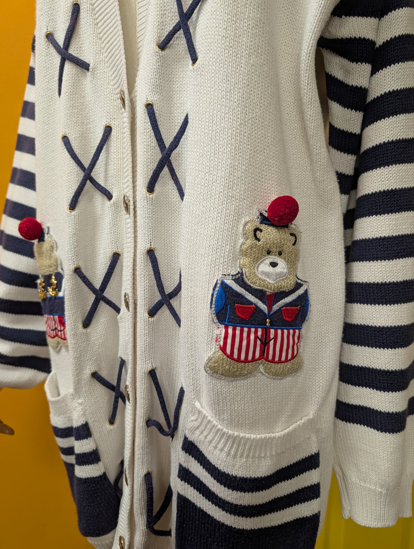1990s Rene Derhy novelty sailor cotton cardigan - L