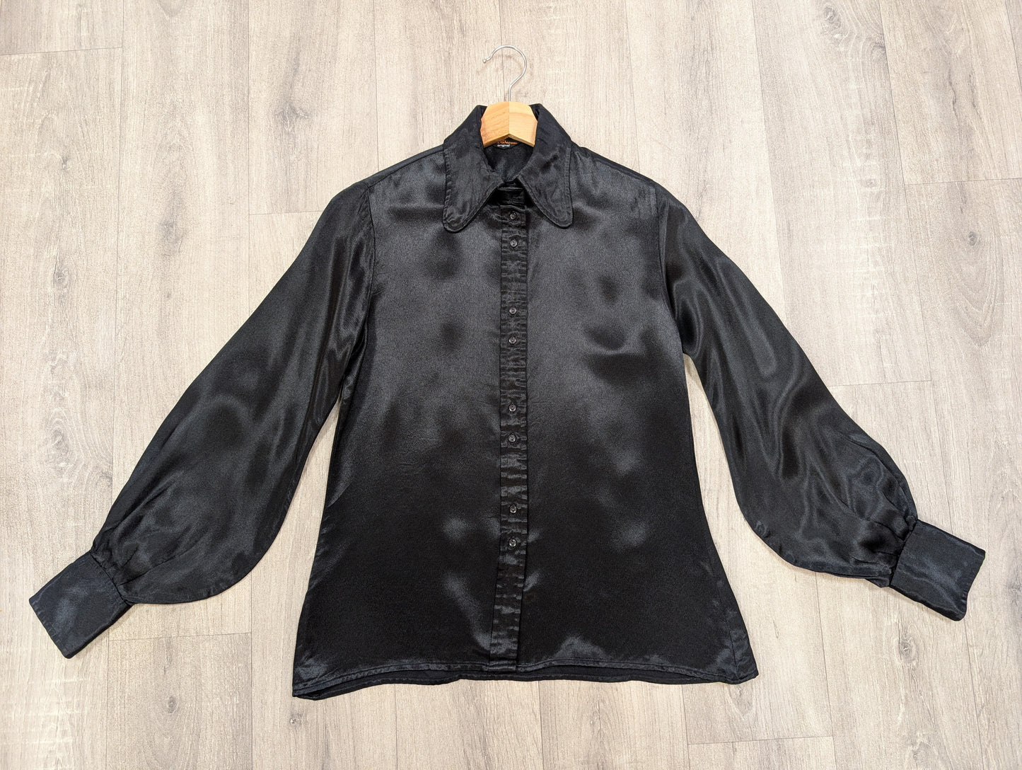 60s/70s Ben Sherman black satin shirt - S