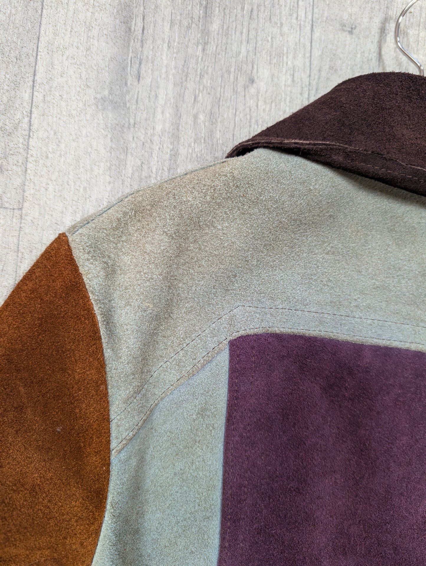 Epic 1970s colour block suede jacket - S/8