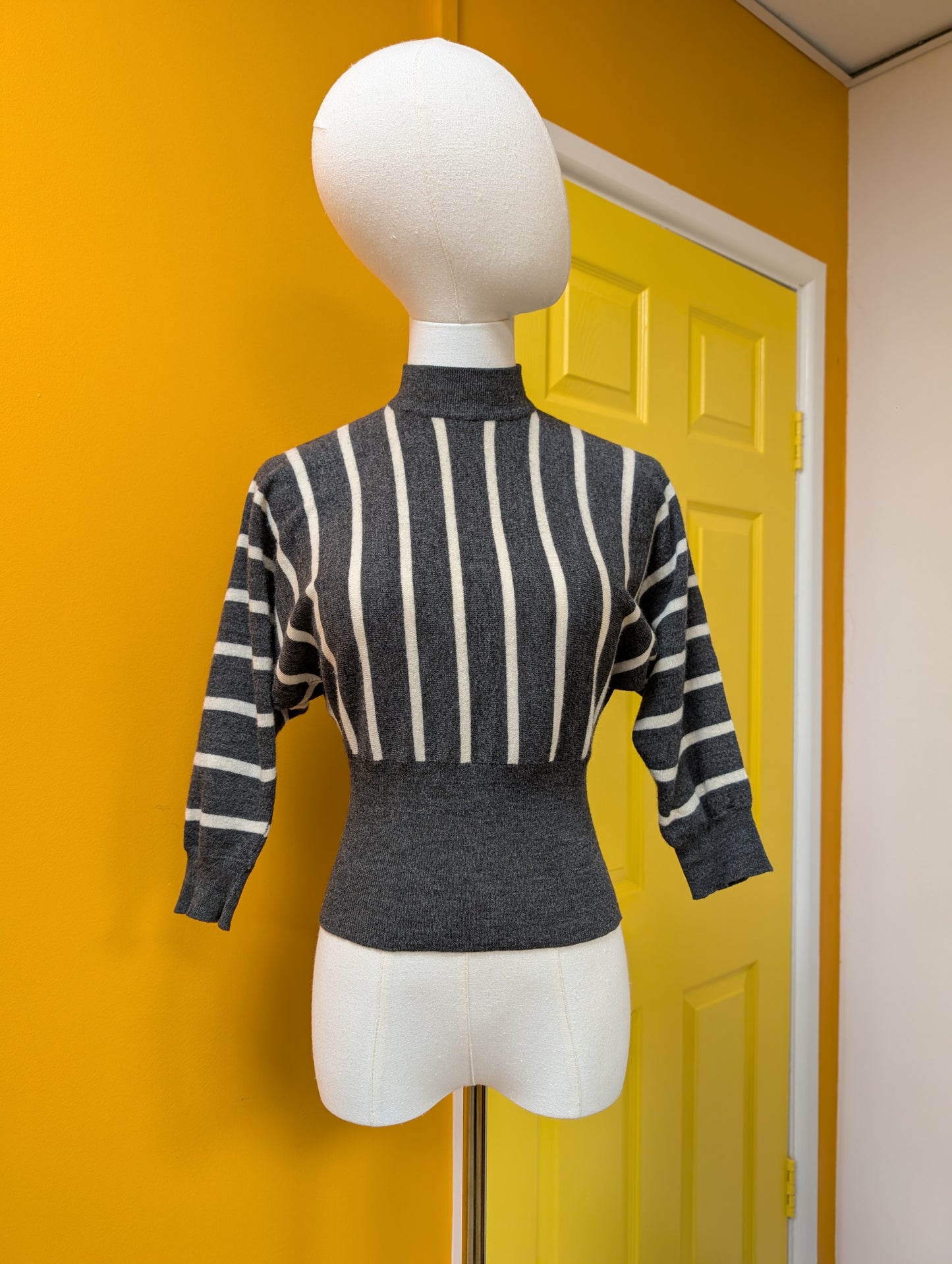 John Laing pure new wool striped batwing jumper - XS