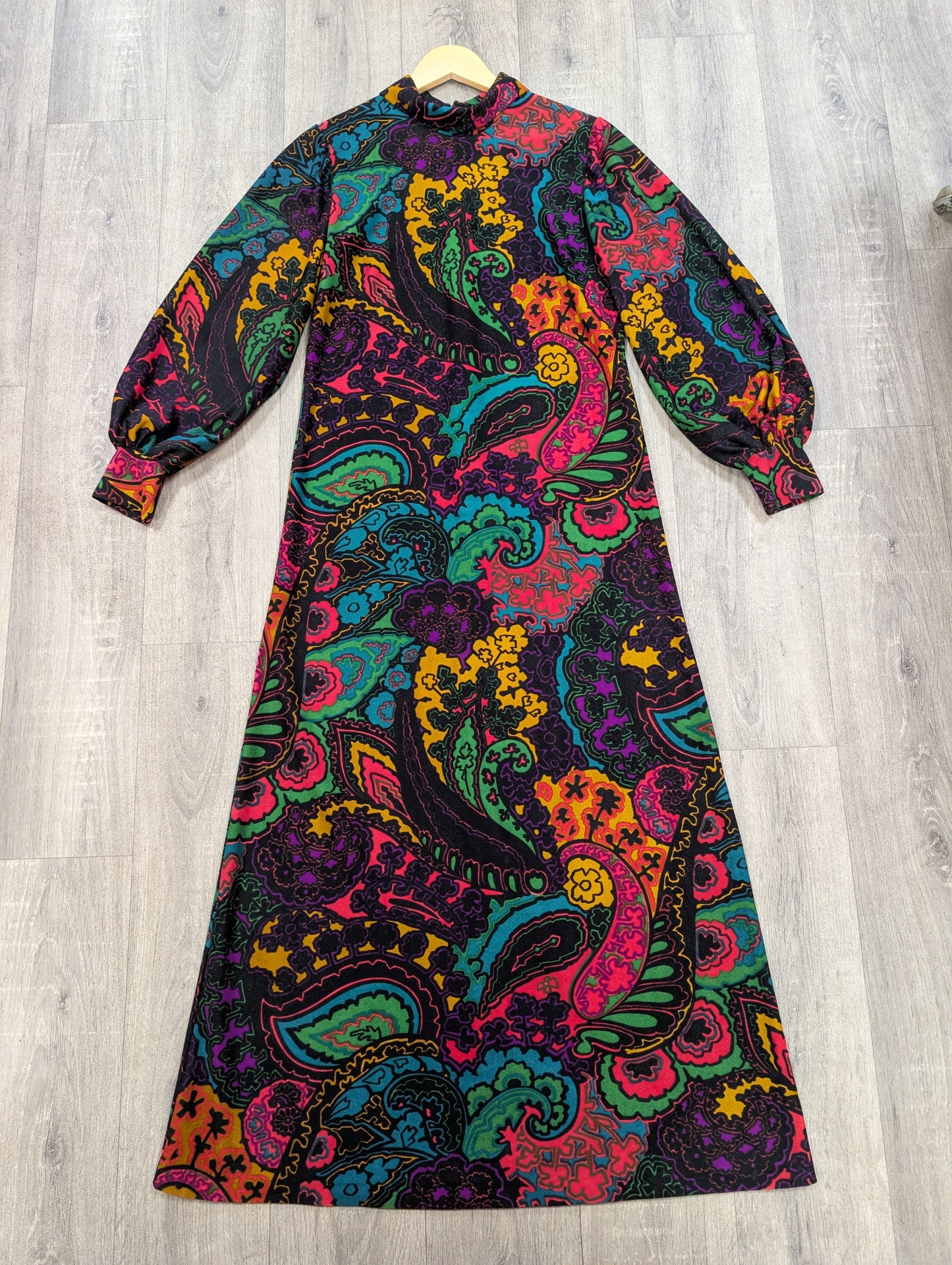 1970s psychedelic paisley maxi dress - M/12