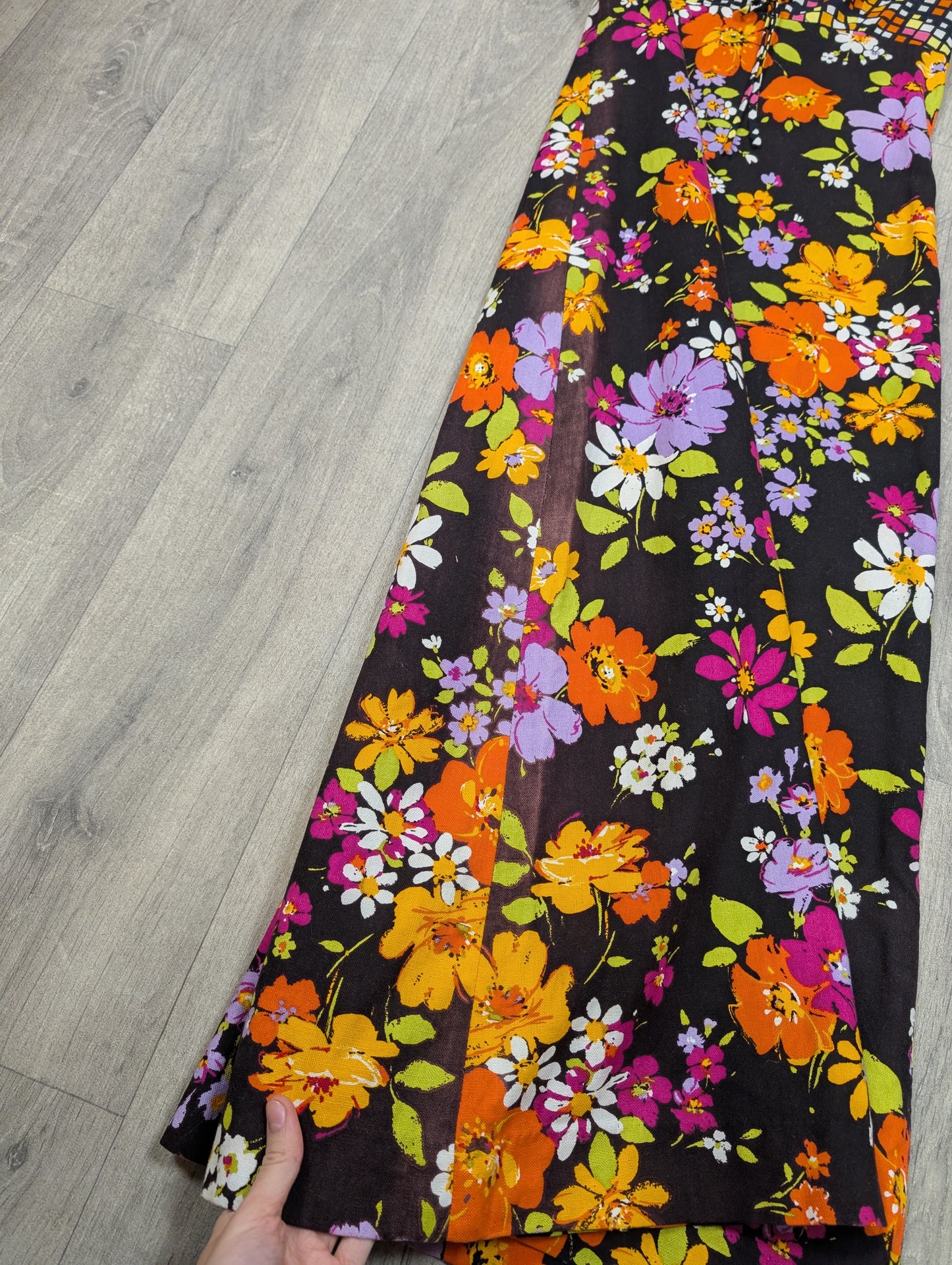 60s/70s Polly Peck psychedelic floral cotton dress - XS/S/6/8