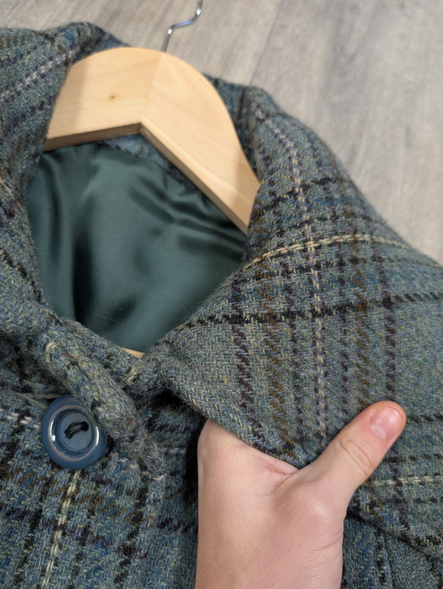 1970s wool blend coat, belt & scarf