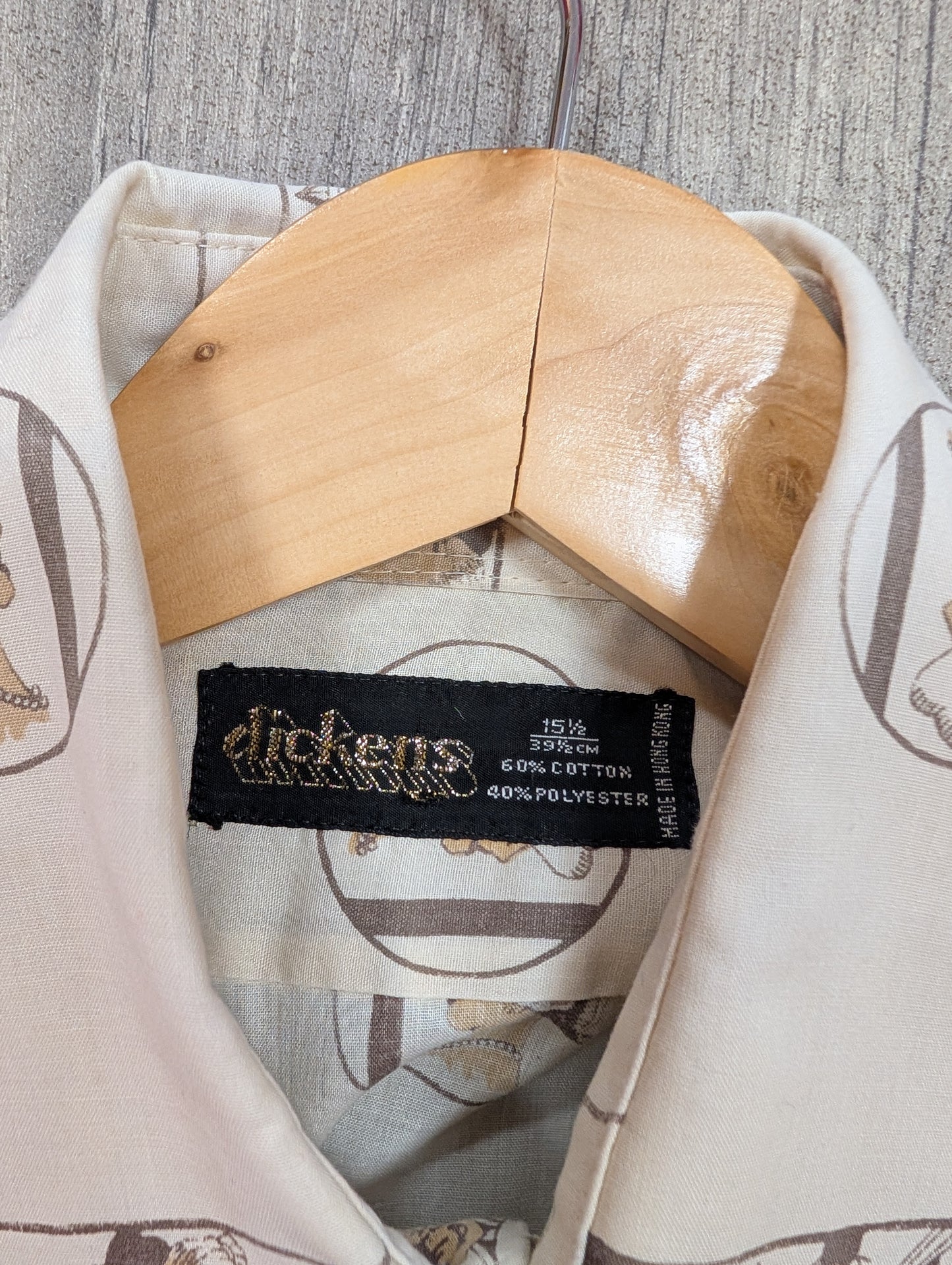 1970s Dickens novelty Art Deco print shirt
