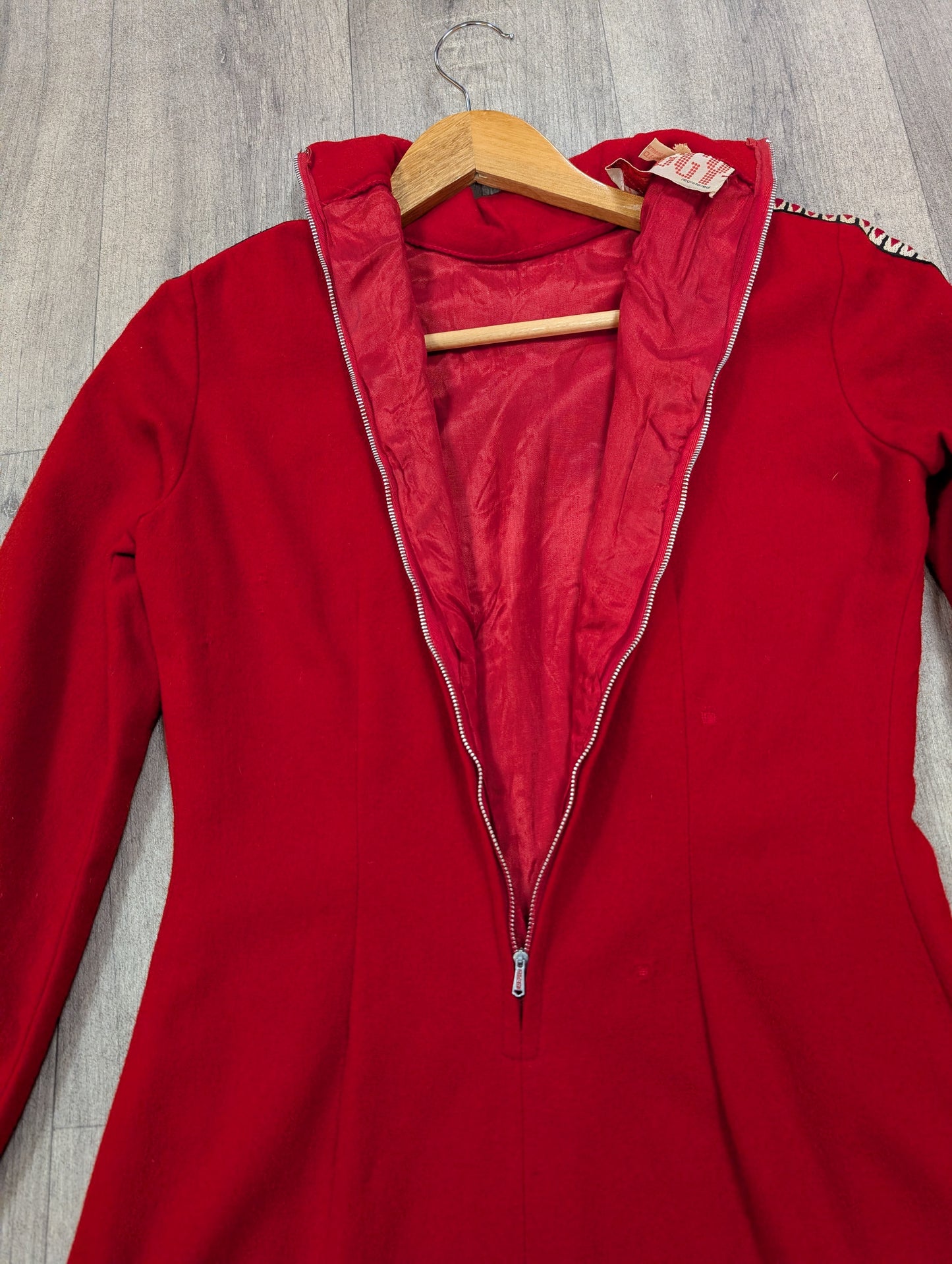 1960s Twiggy red wool mini dress - XS/S