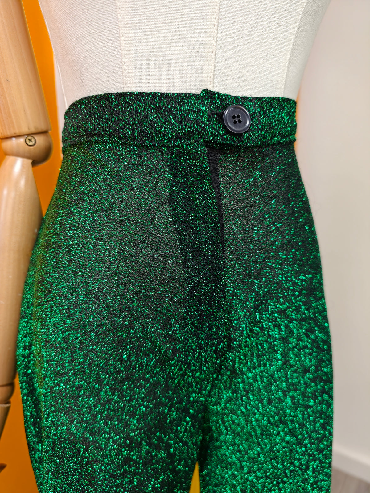 Green lurex trousers - XS