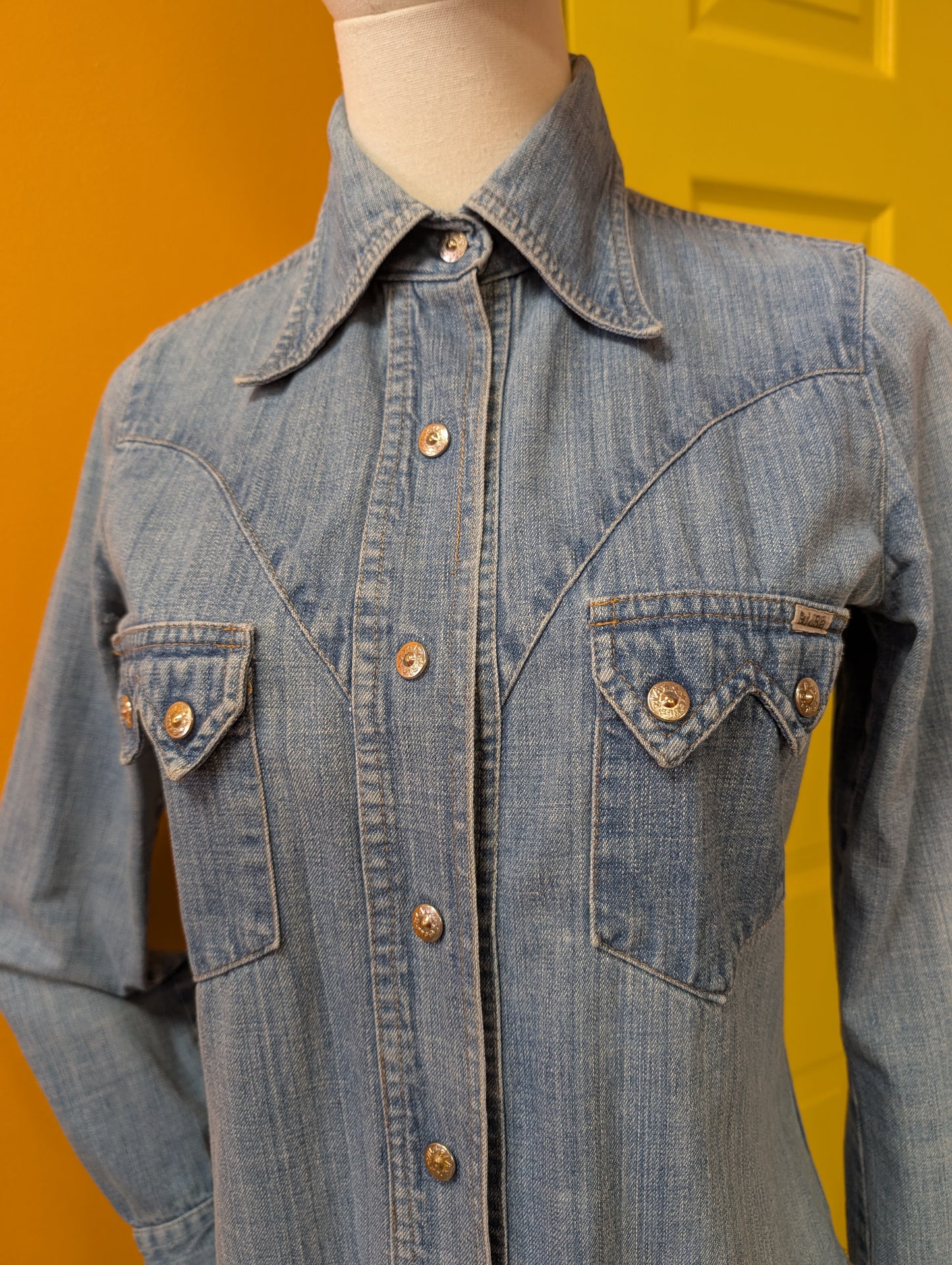 1970s Gul & Bla denim western shirt - XS/S
