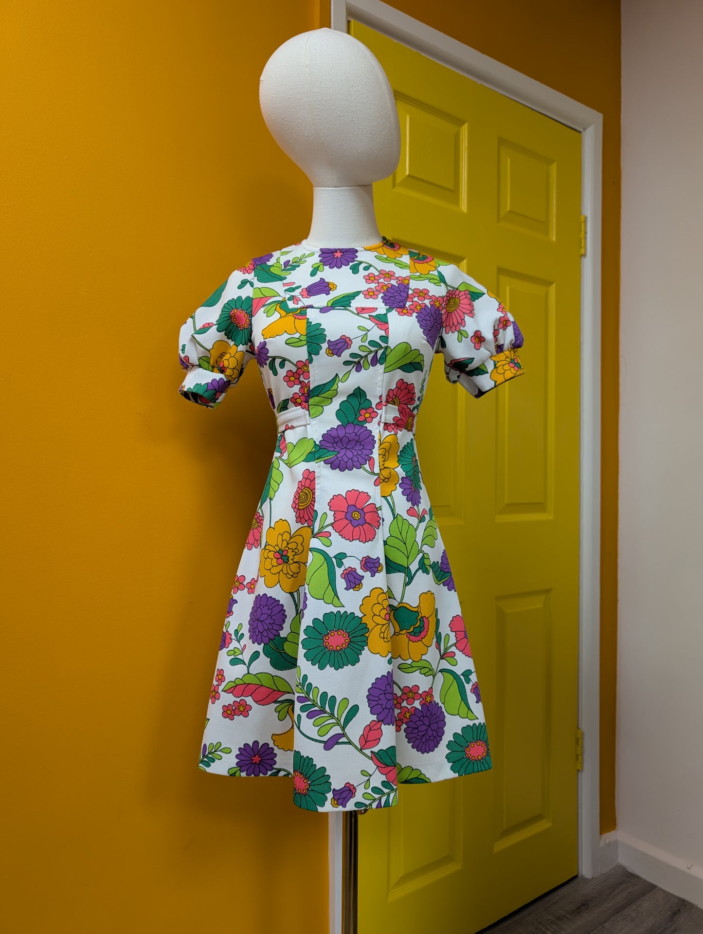 1960s floral mini dress - XS/6