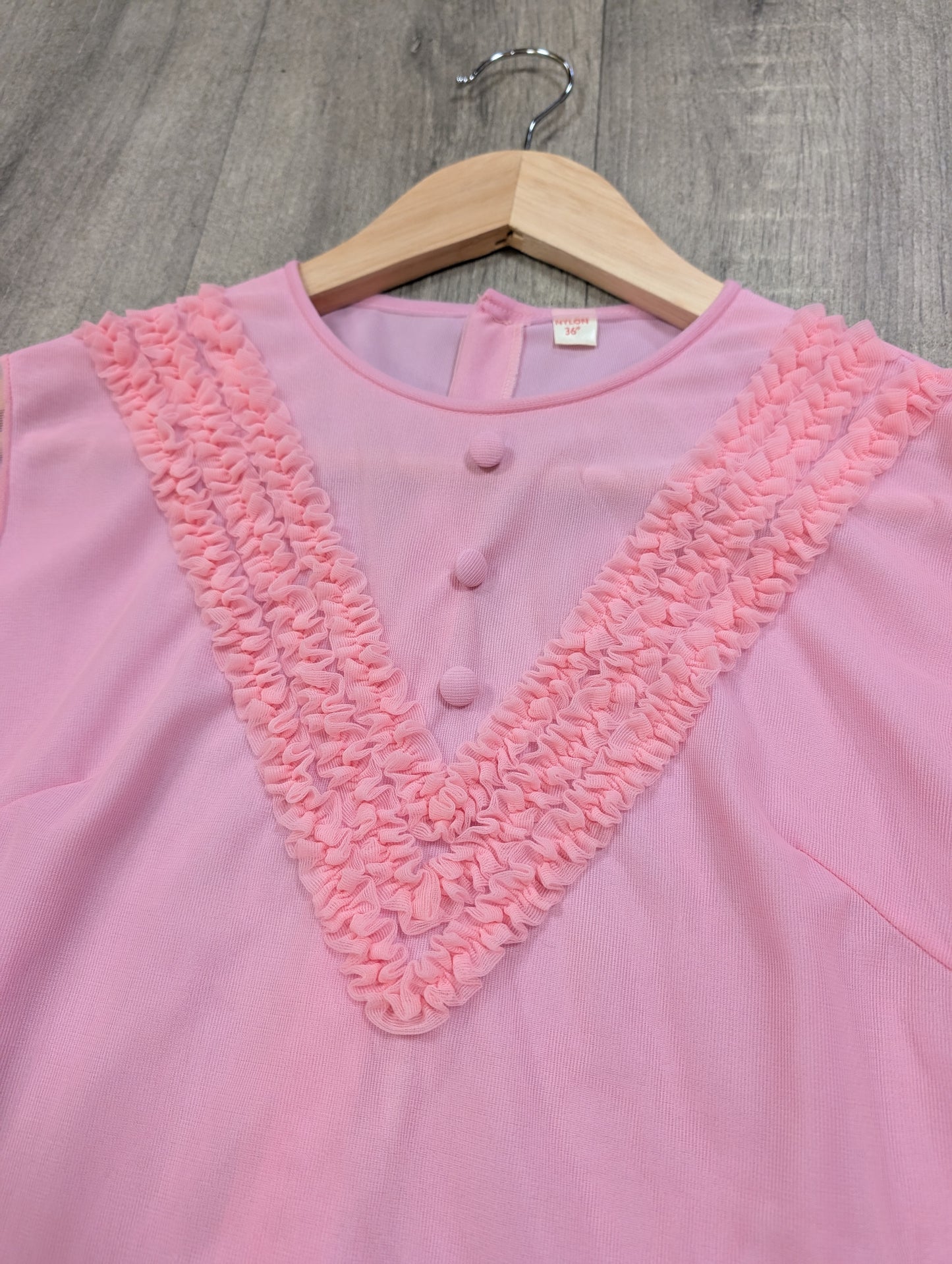 1960s pink nylon blouse - M