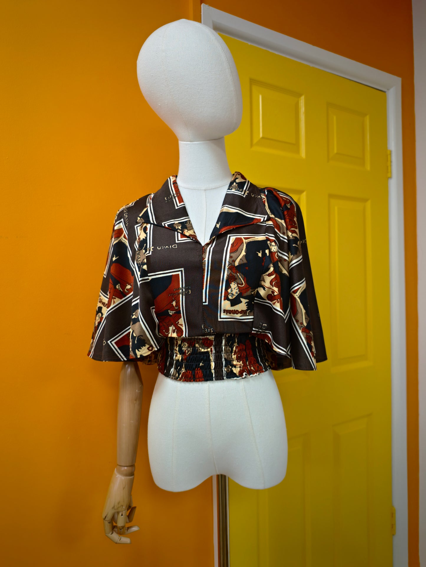 1970s Barry Artist Toulouse Lautrec print top - XS